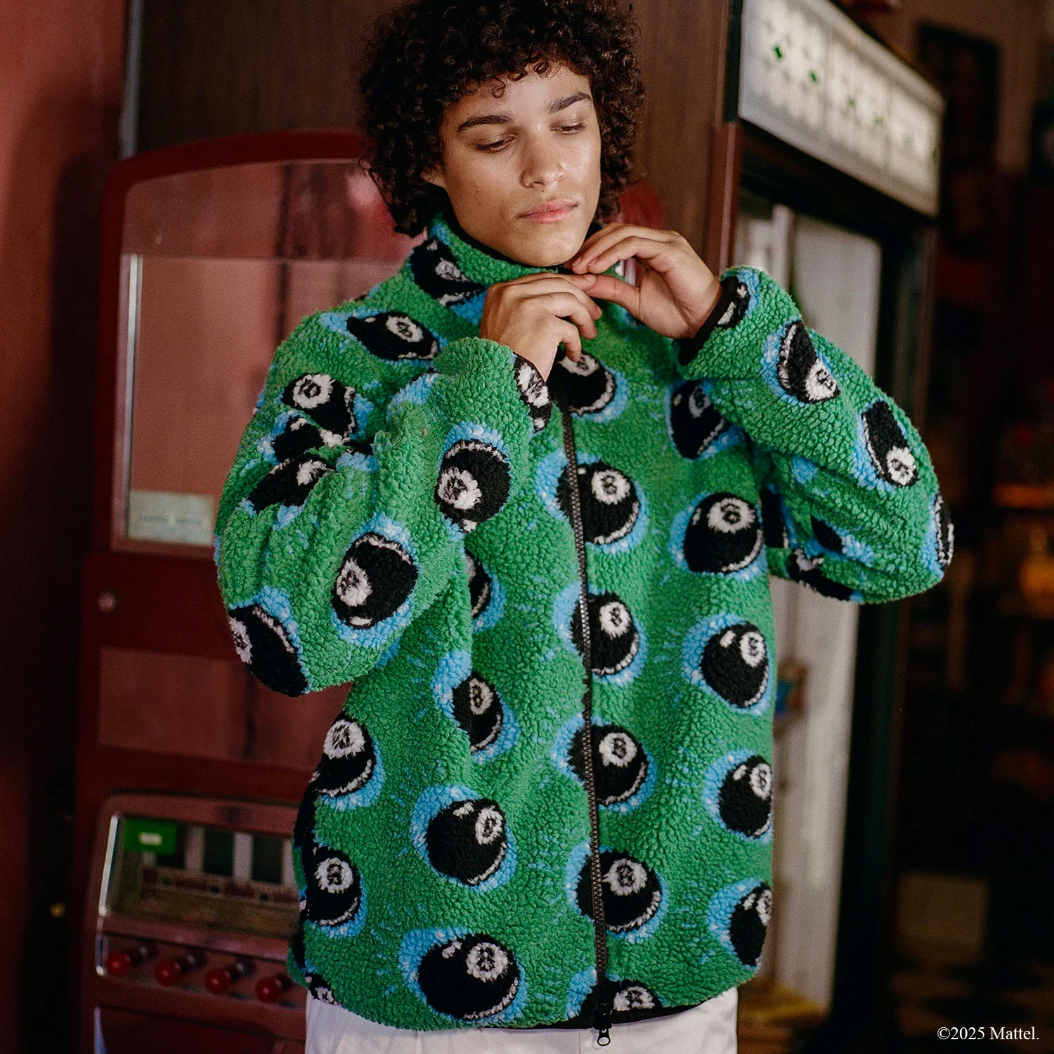 Men's Magic 8™ Ball Sherpa Zip Jacket Green - Image 4