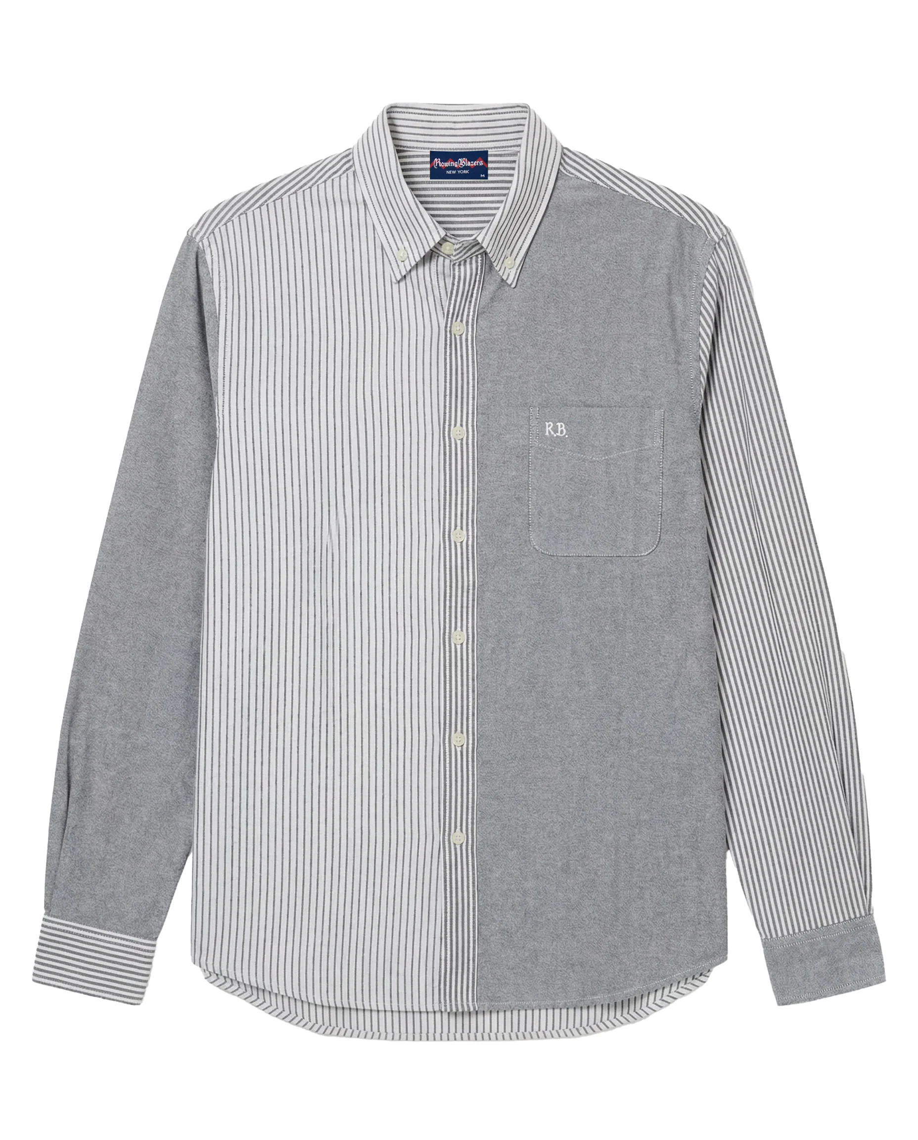 Men's Mixed Stripe Oxford Button Down Black - Image 4