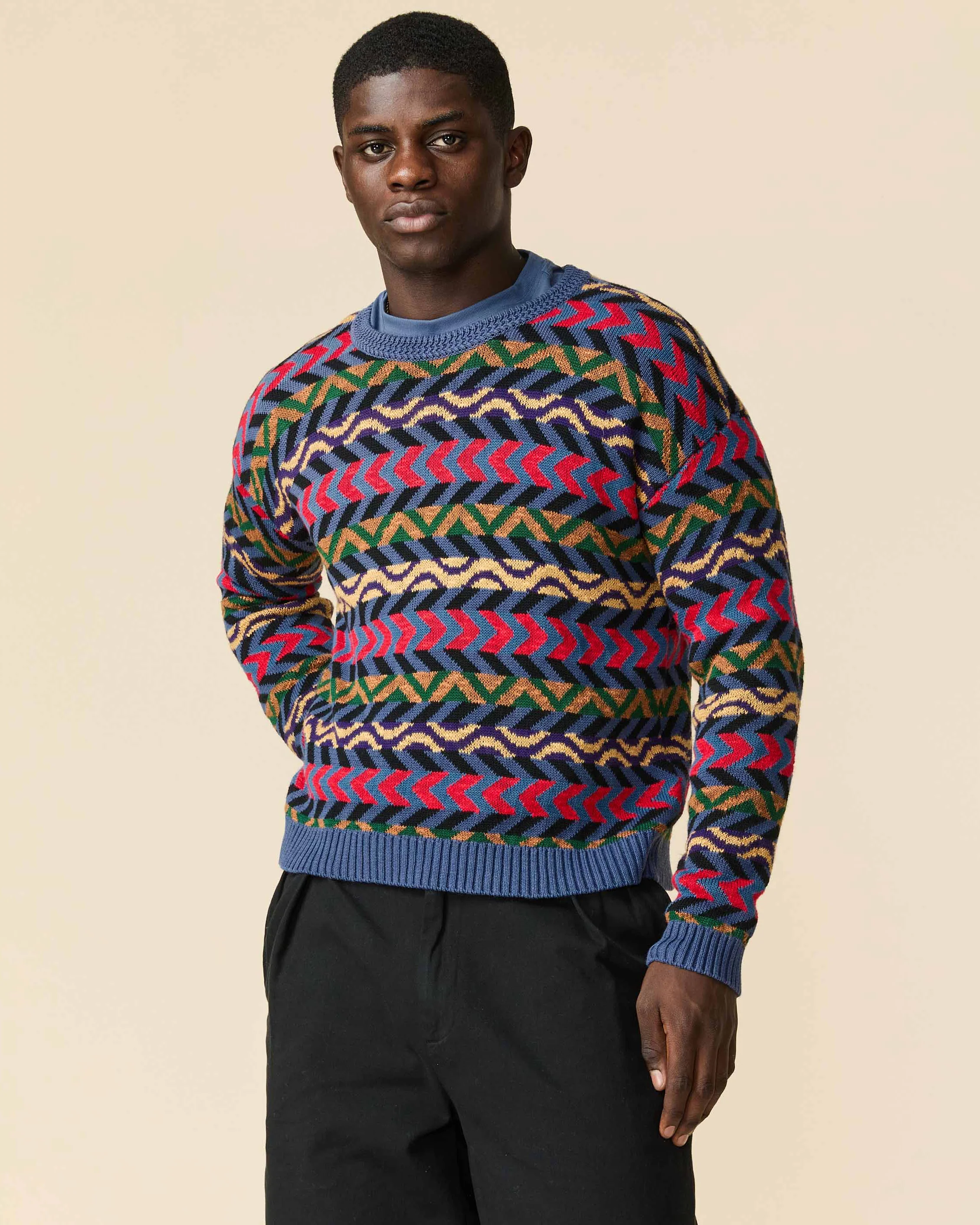 Men's Multi Stripe Sweater Bright Multi - Image 3