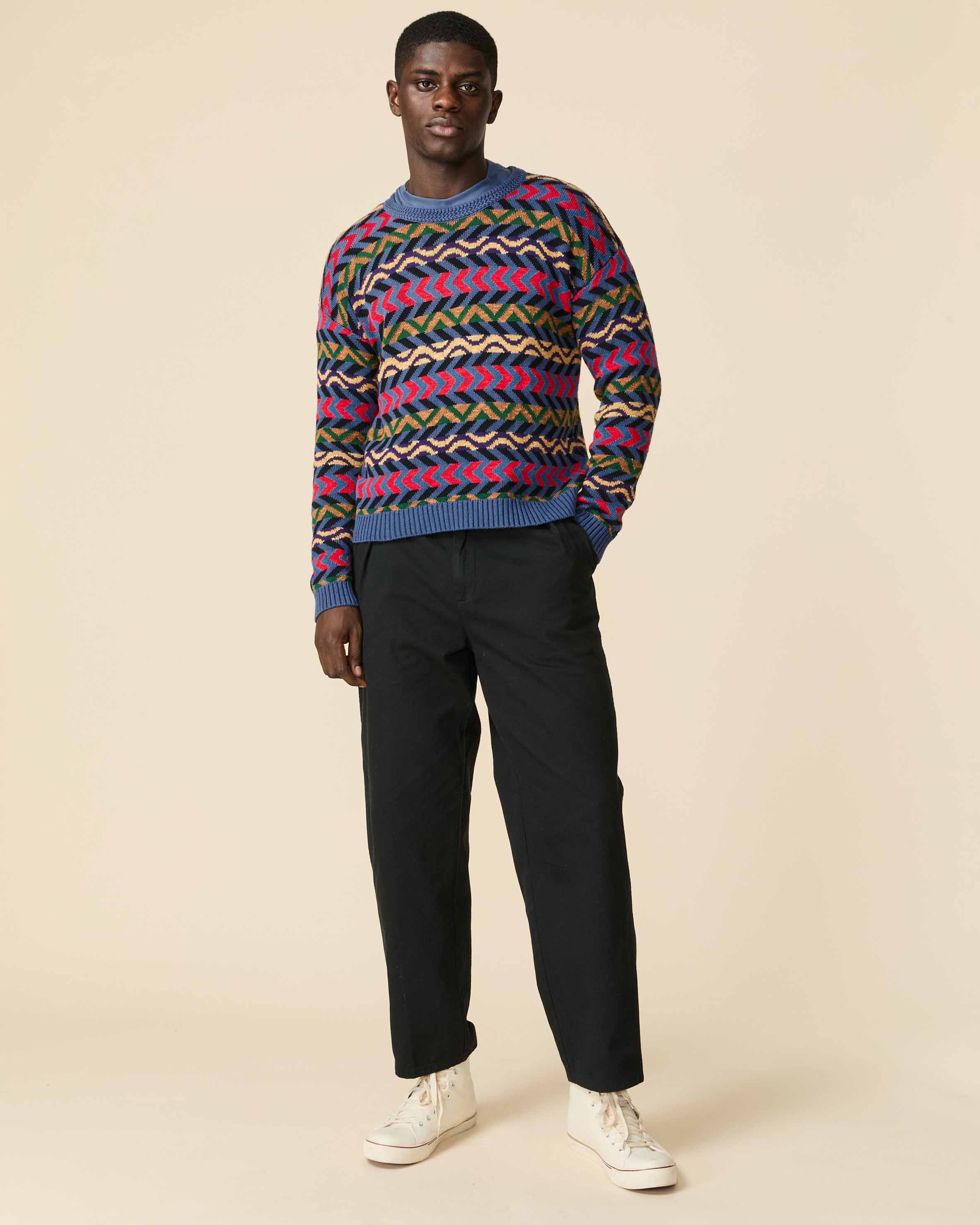 Men's Multi Stripe Sweater Bright Multi - Image 4