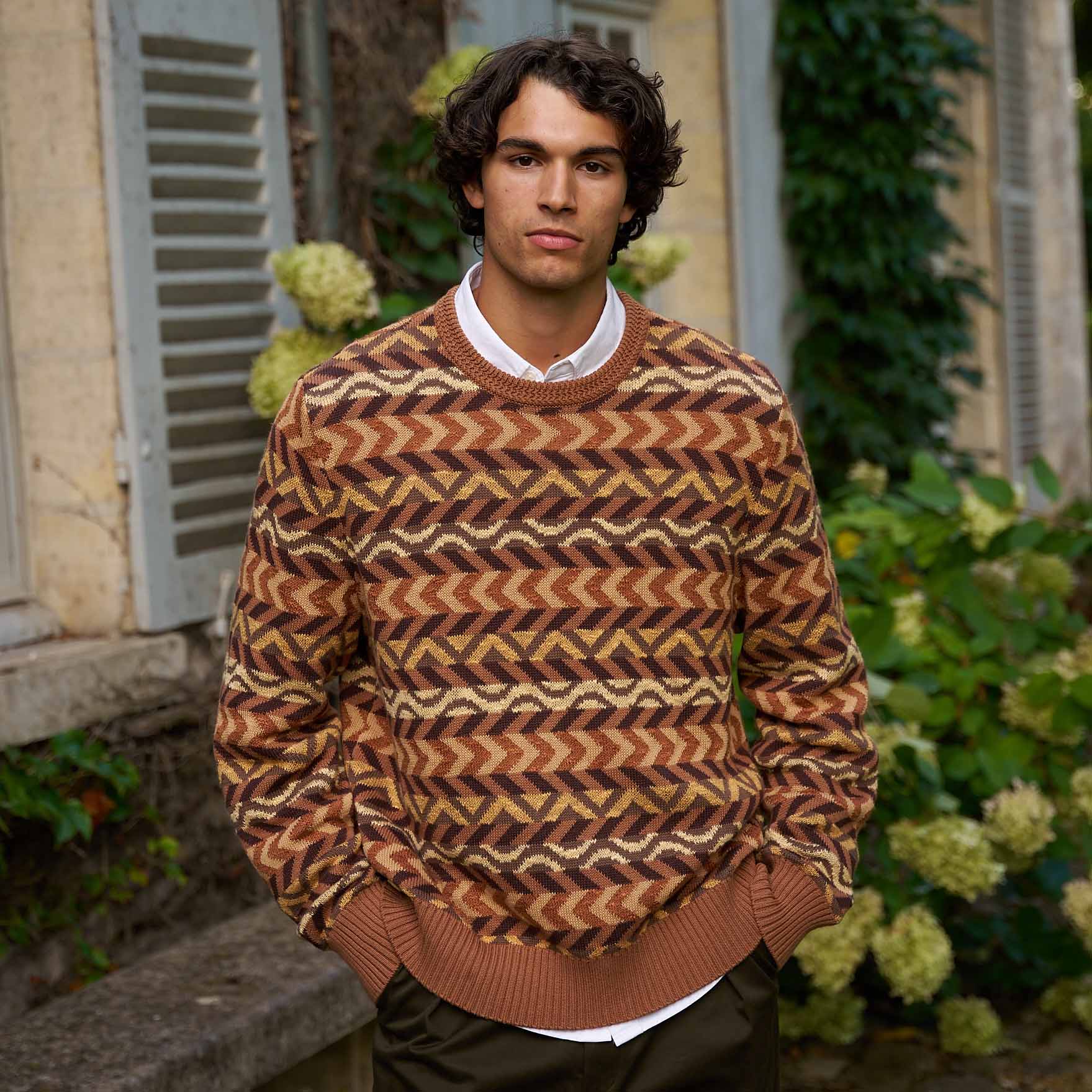 Men's Multi Stripe Sweater Brown Multi - Image 4