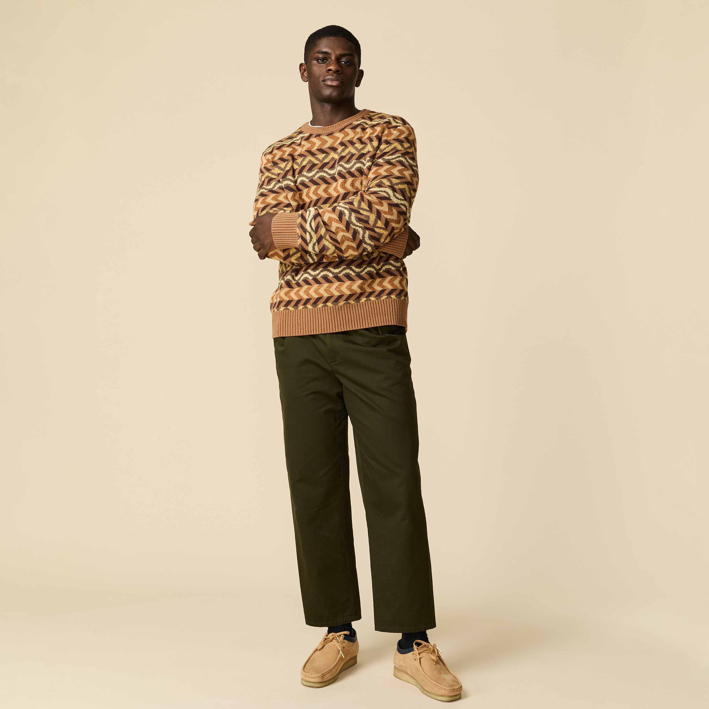 Men's Multi Stripe Sweater Brown Multi - Image 5
