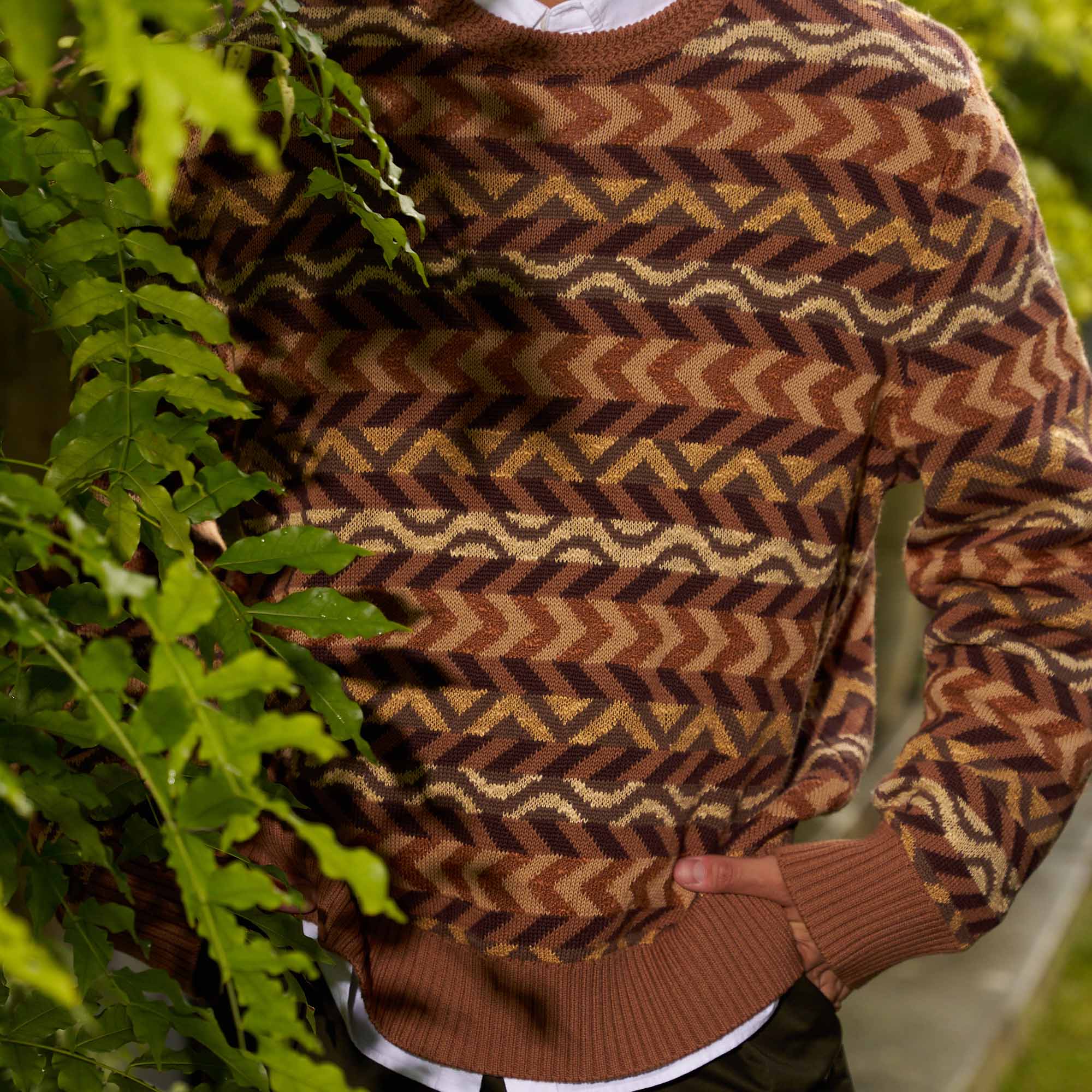 Men's Multi Stripe Sweater Brown Multi - Image 6