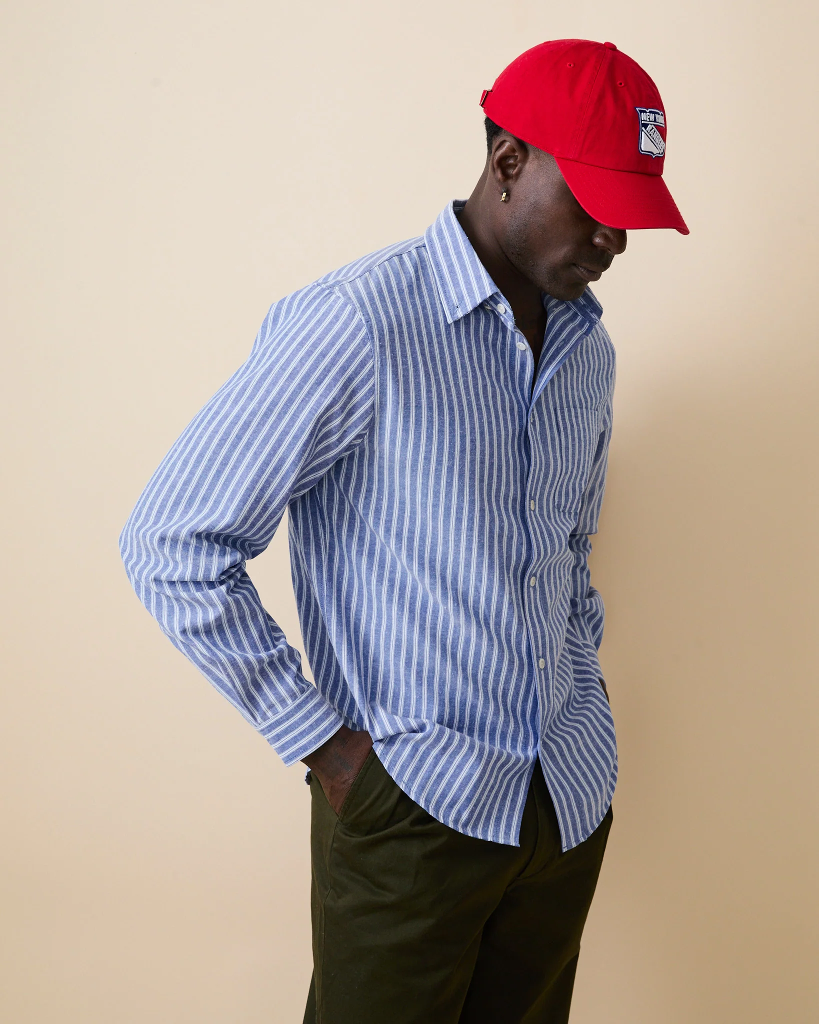 Men's Novelty Striped Shirt Blue - Image 2