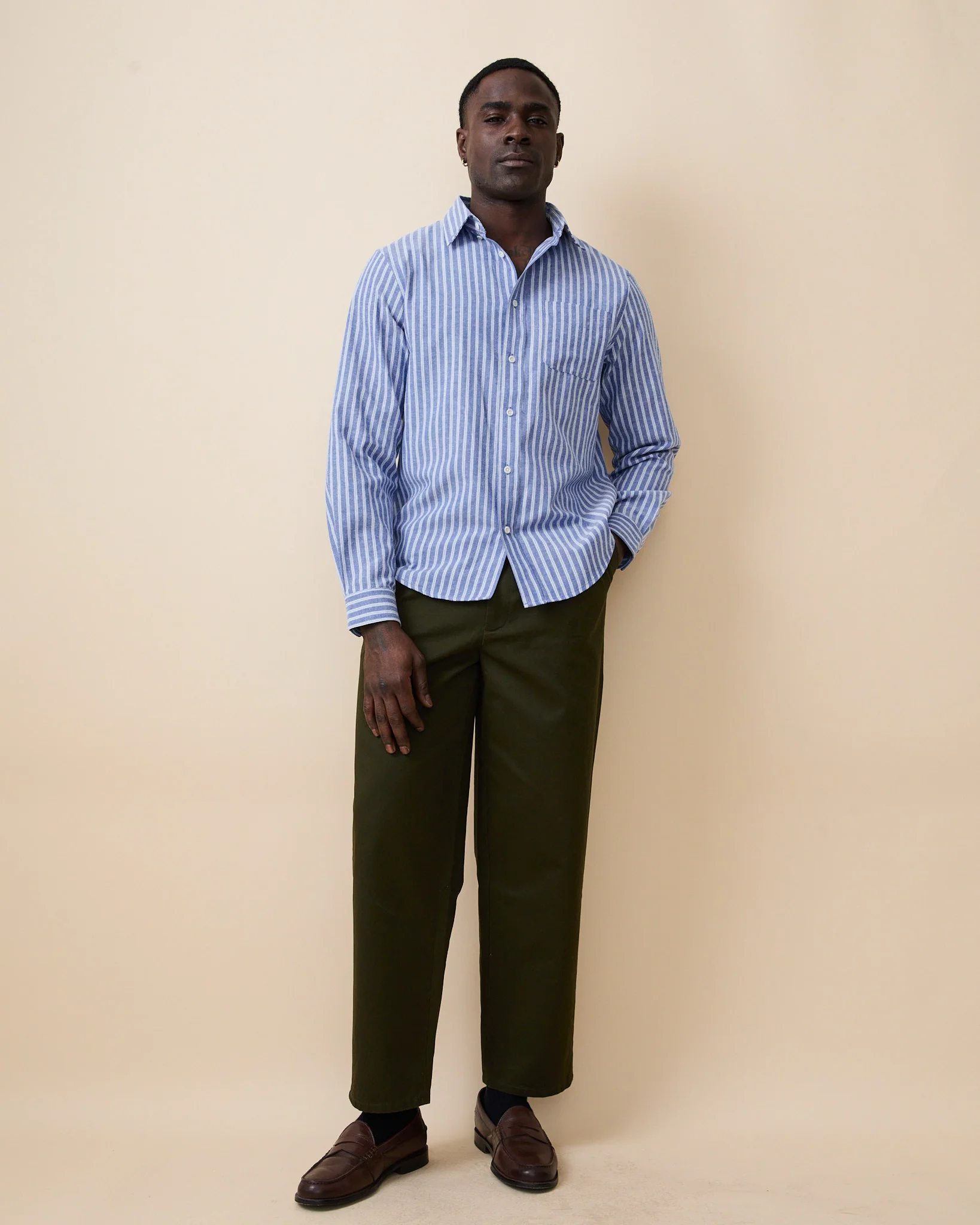 Men's Novelty Striped Shirt Blue - Image 3