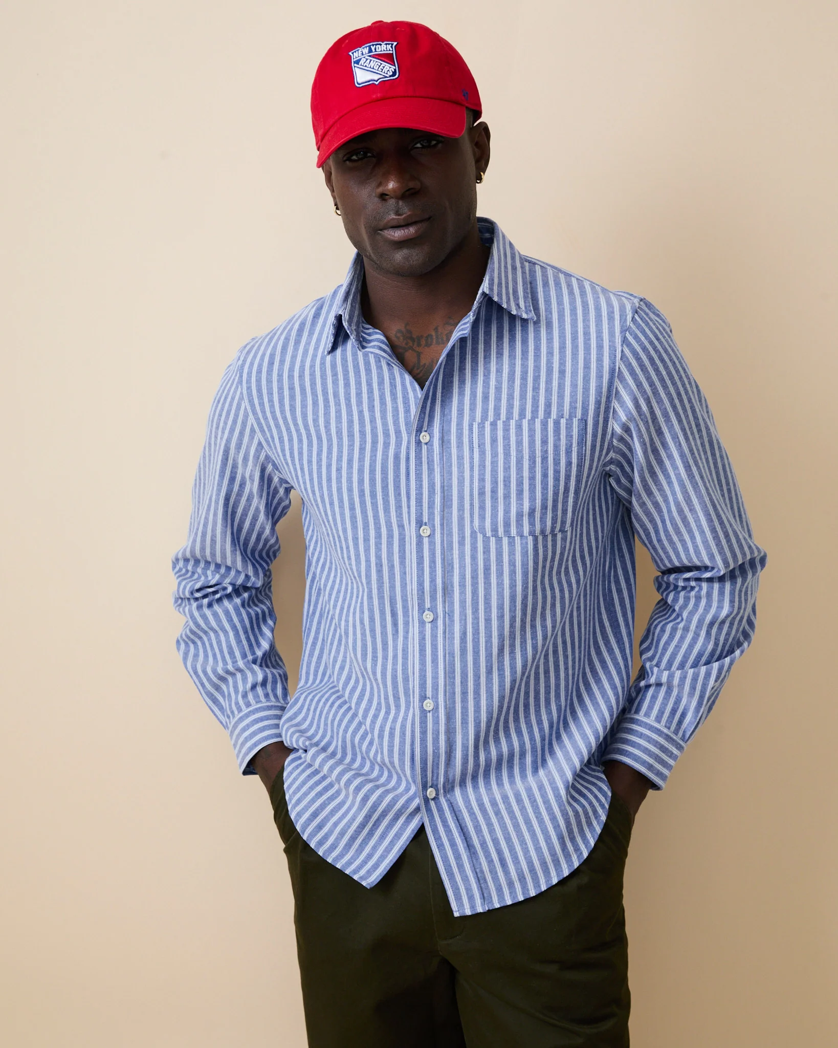 Men's Novelty Striped Shirt Blue - Image 4