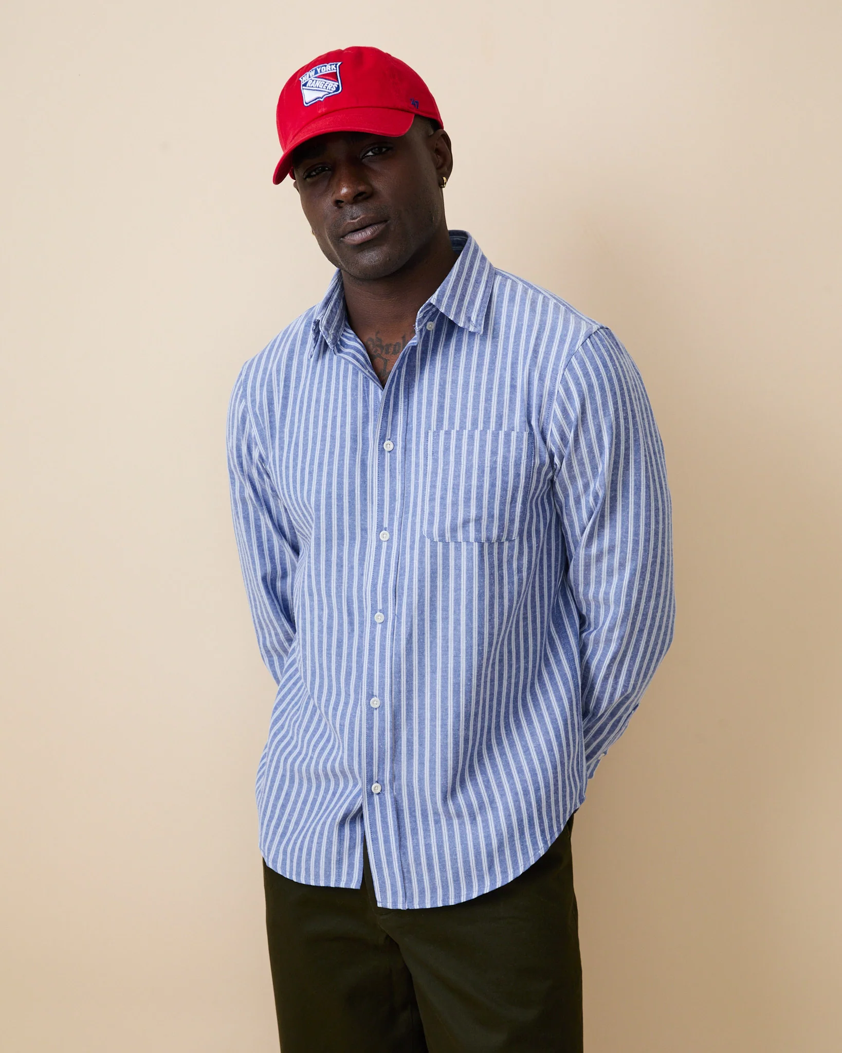 Men's Novelty Striped Shirt Blue - Image 5