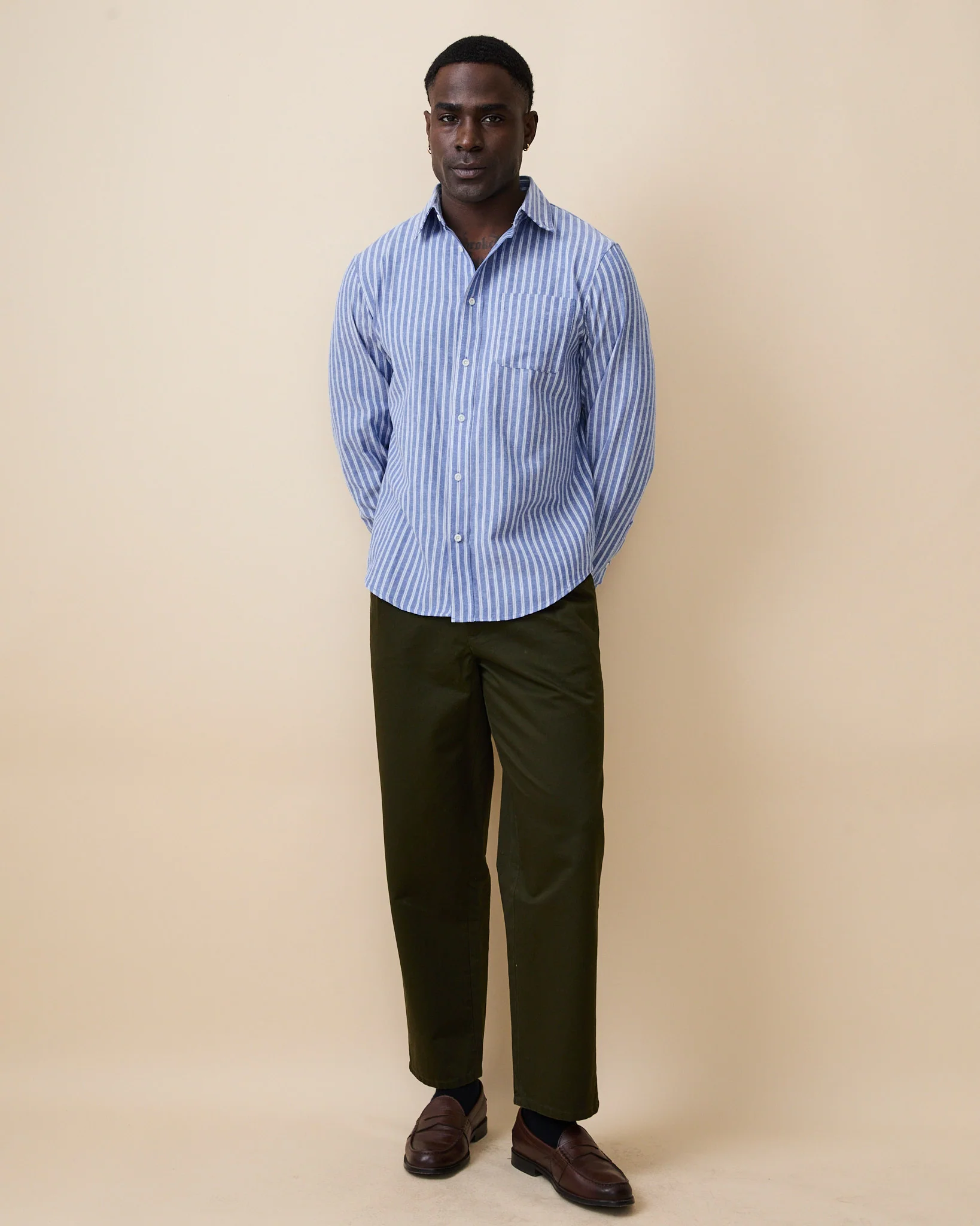Men's Novelty Striped Shirt Blue - Image 7