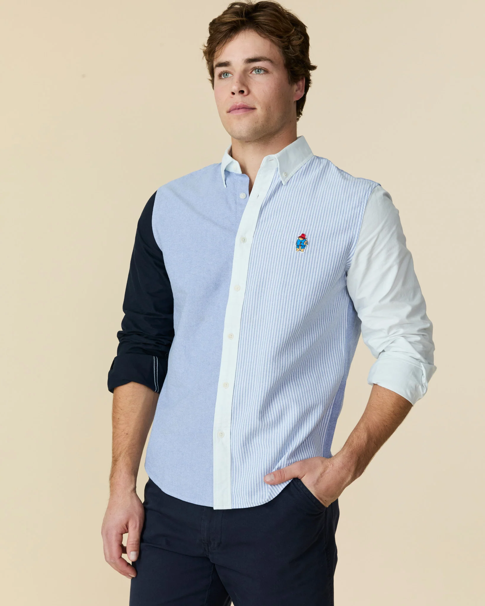 Paddington Oxford Color Block Button Down Blue Color Block - Image 4