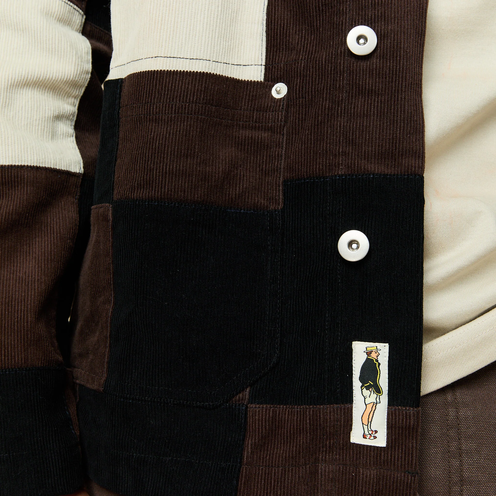 Men's Patchwork Corduroy Chore Jacket Brown Patchwork - Image 5