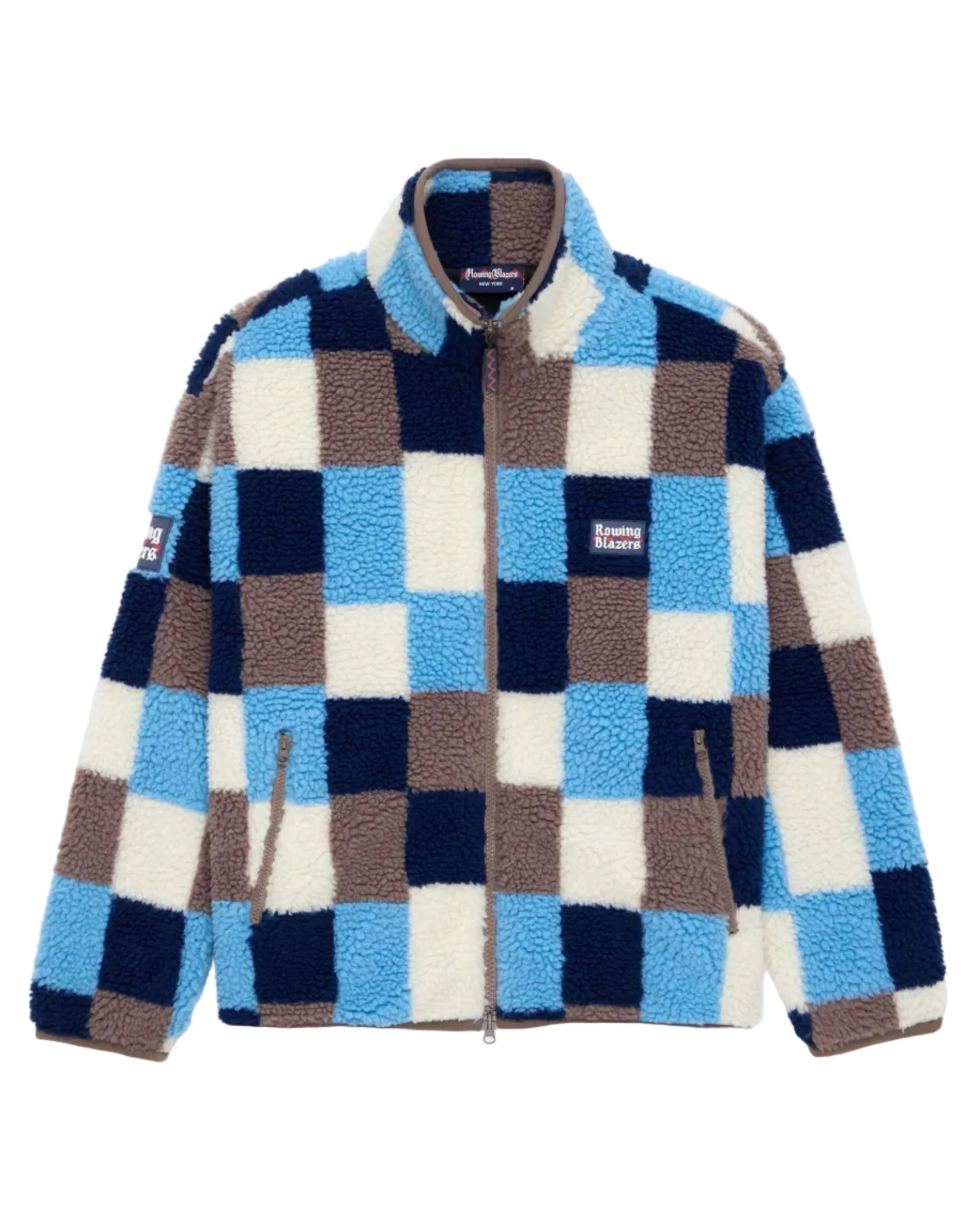Men's Patchwork Sherpa Jacket Blue Multi - Image 10