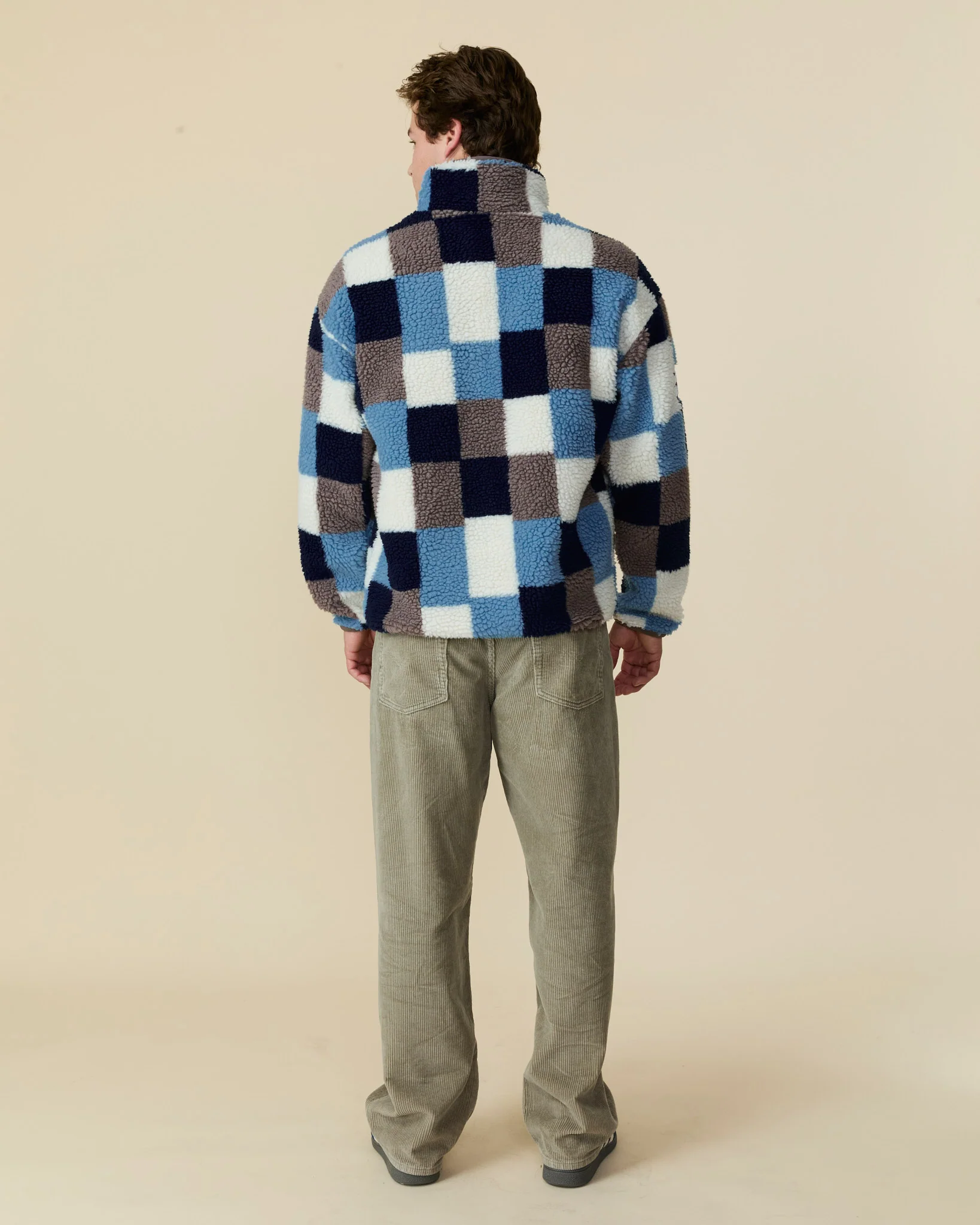 Men's Patchwork Sherpa Jacket Blue Multi - Image 9