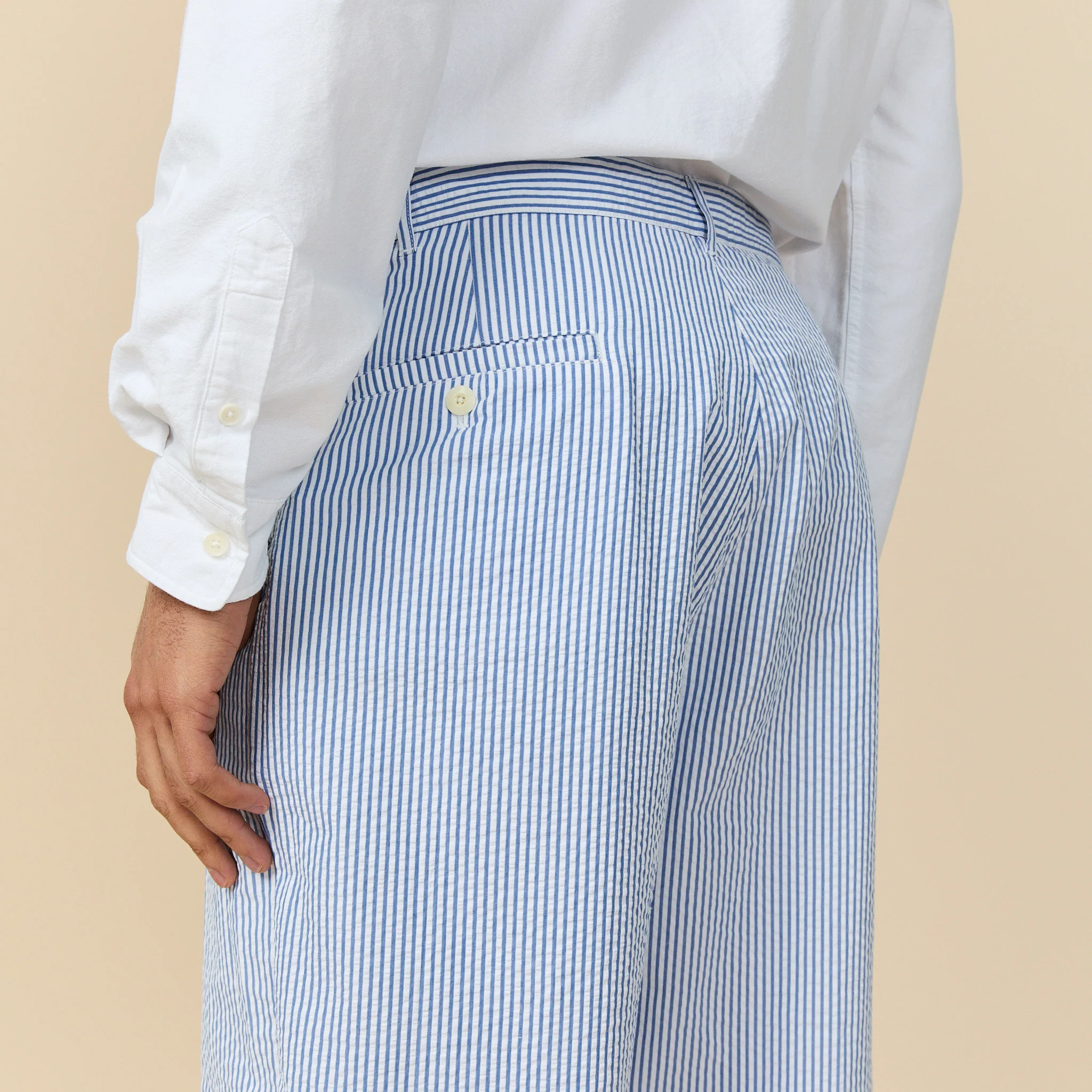 Men's Pleated Seersucker Pant Blue - Image 5