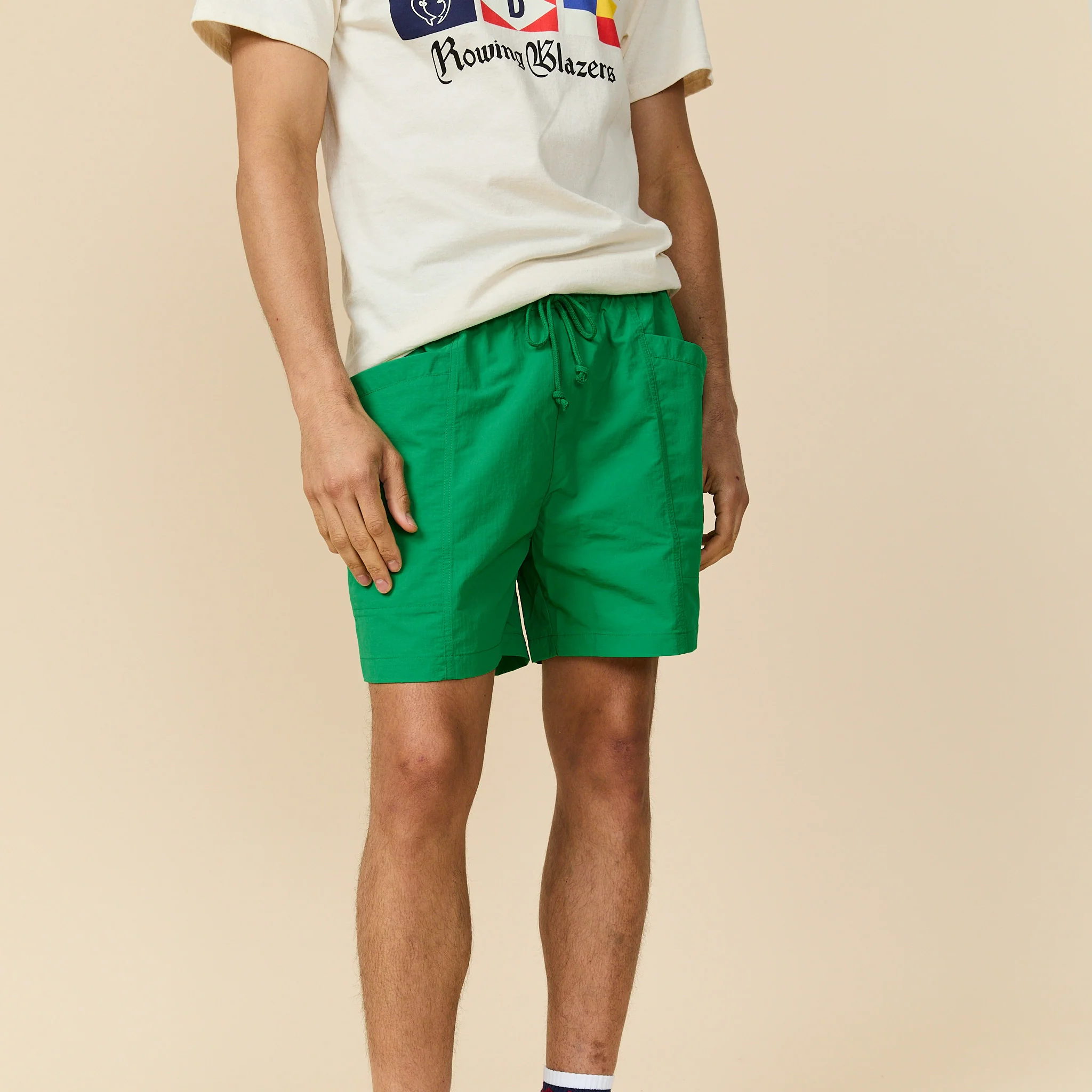 Men's Rip Stop Nylon Draw Shorts Bright Green - Image 3