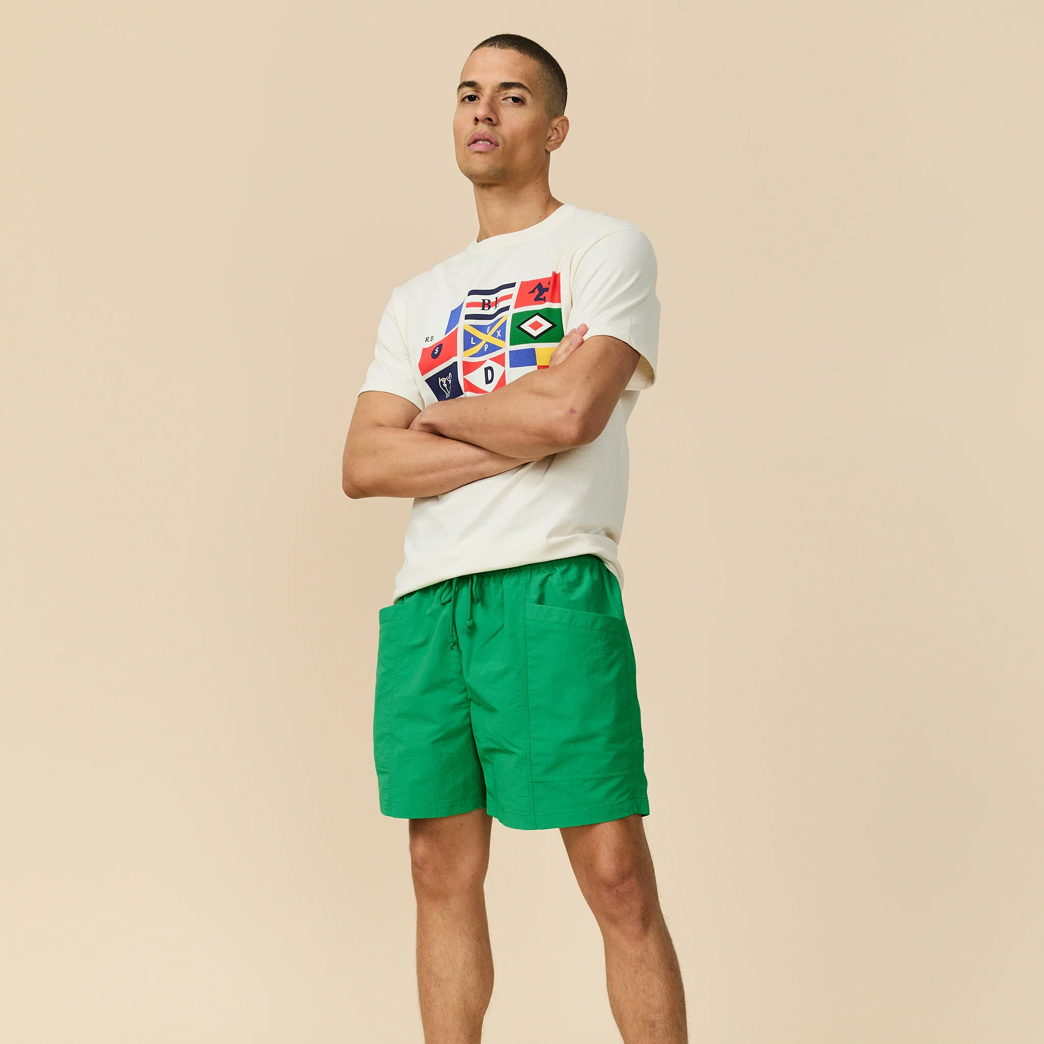 Men's Rip Stop Nylon Draw Shorts Bright Green - Image 5