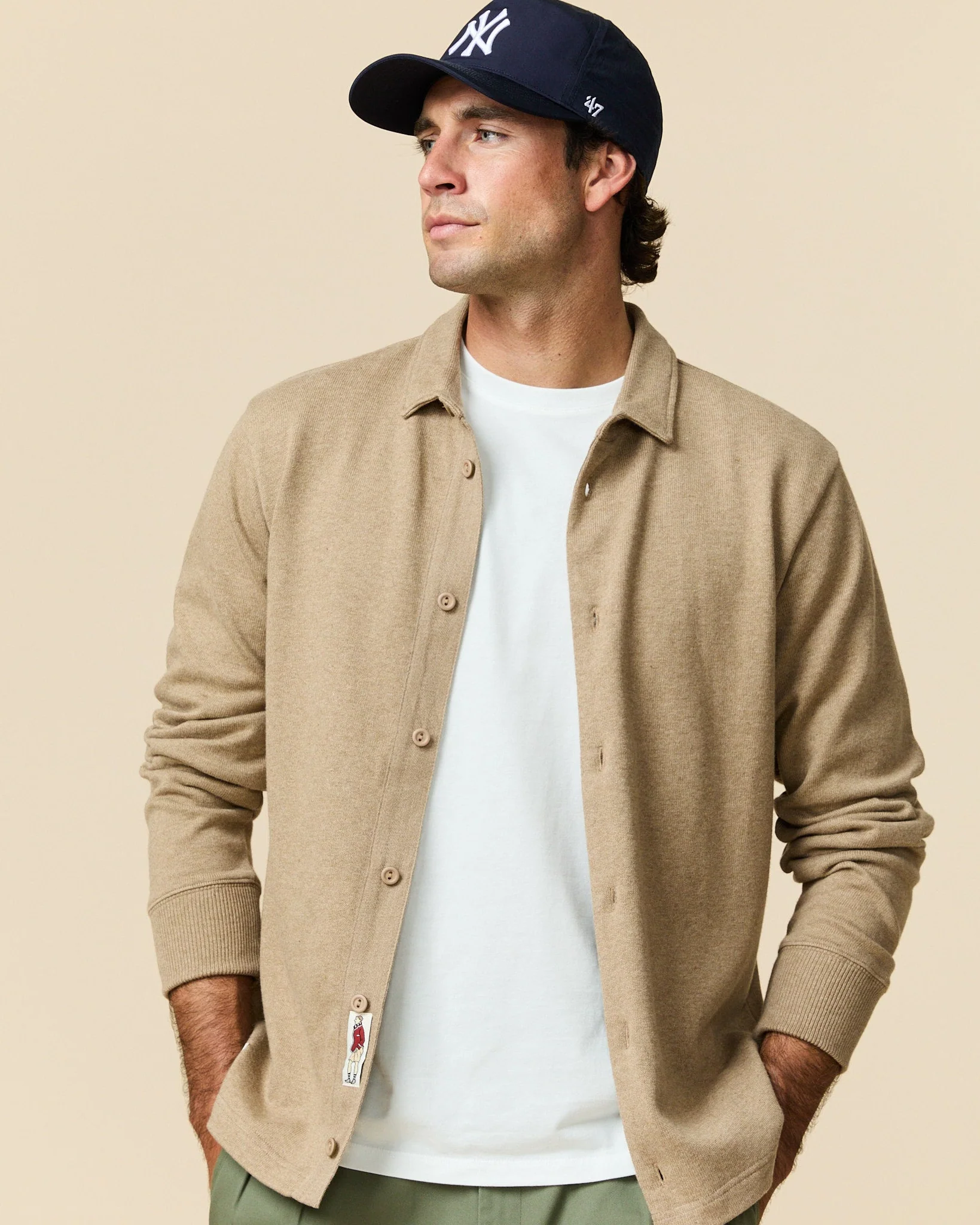 Men's Rugby Overshirt Khaki - Image 5