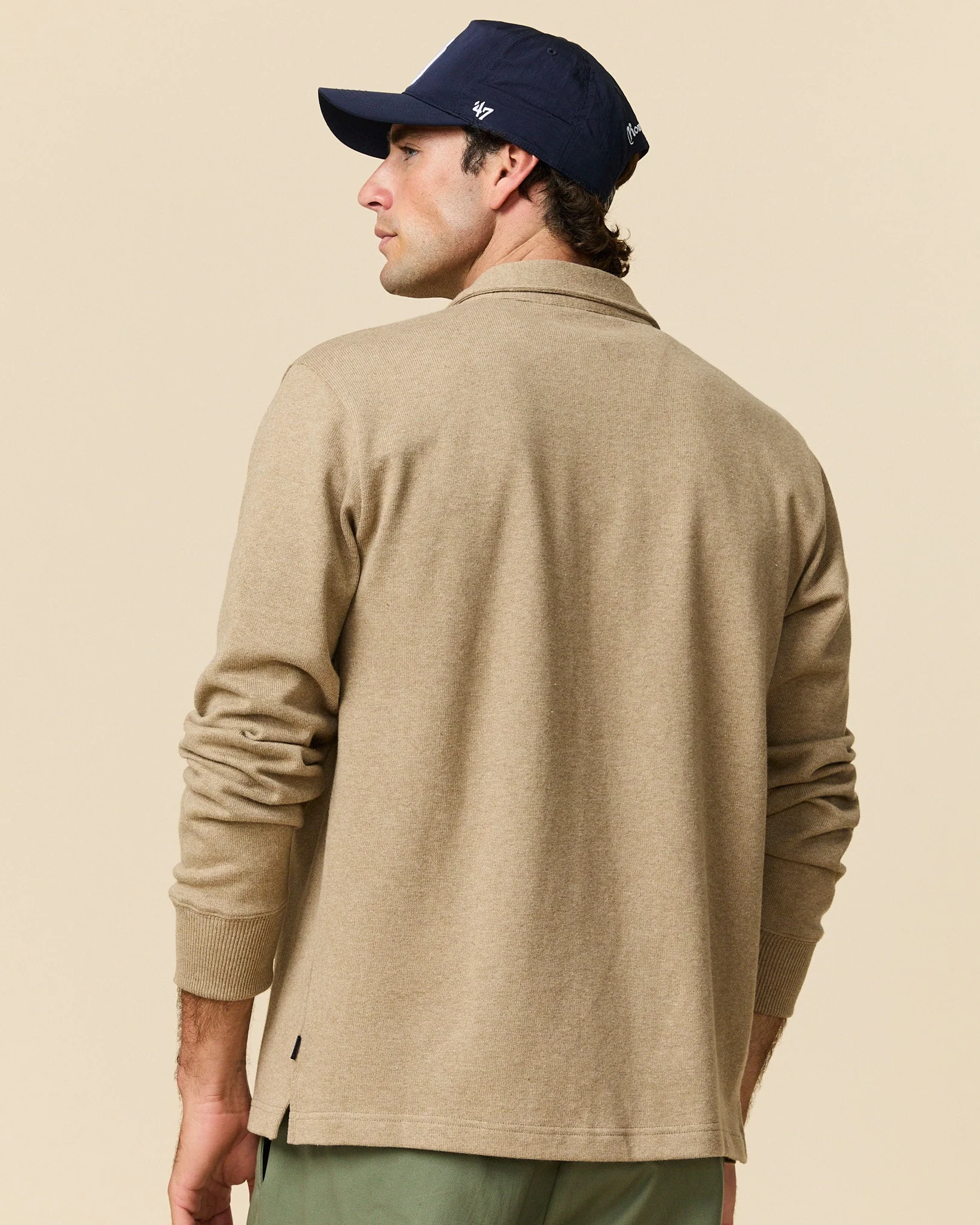 Men's Rugby Overshirt Khaki - Image 6