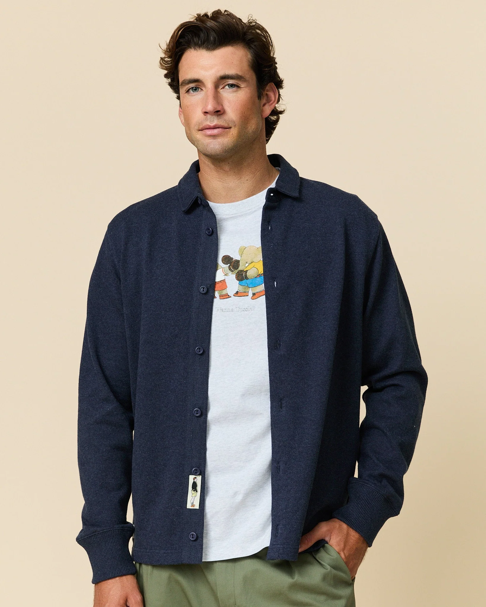 Men's Rugby Overshirt Navy - Image 2