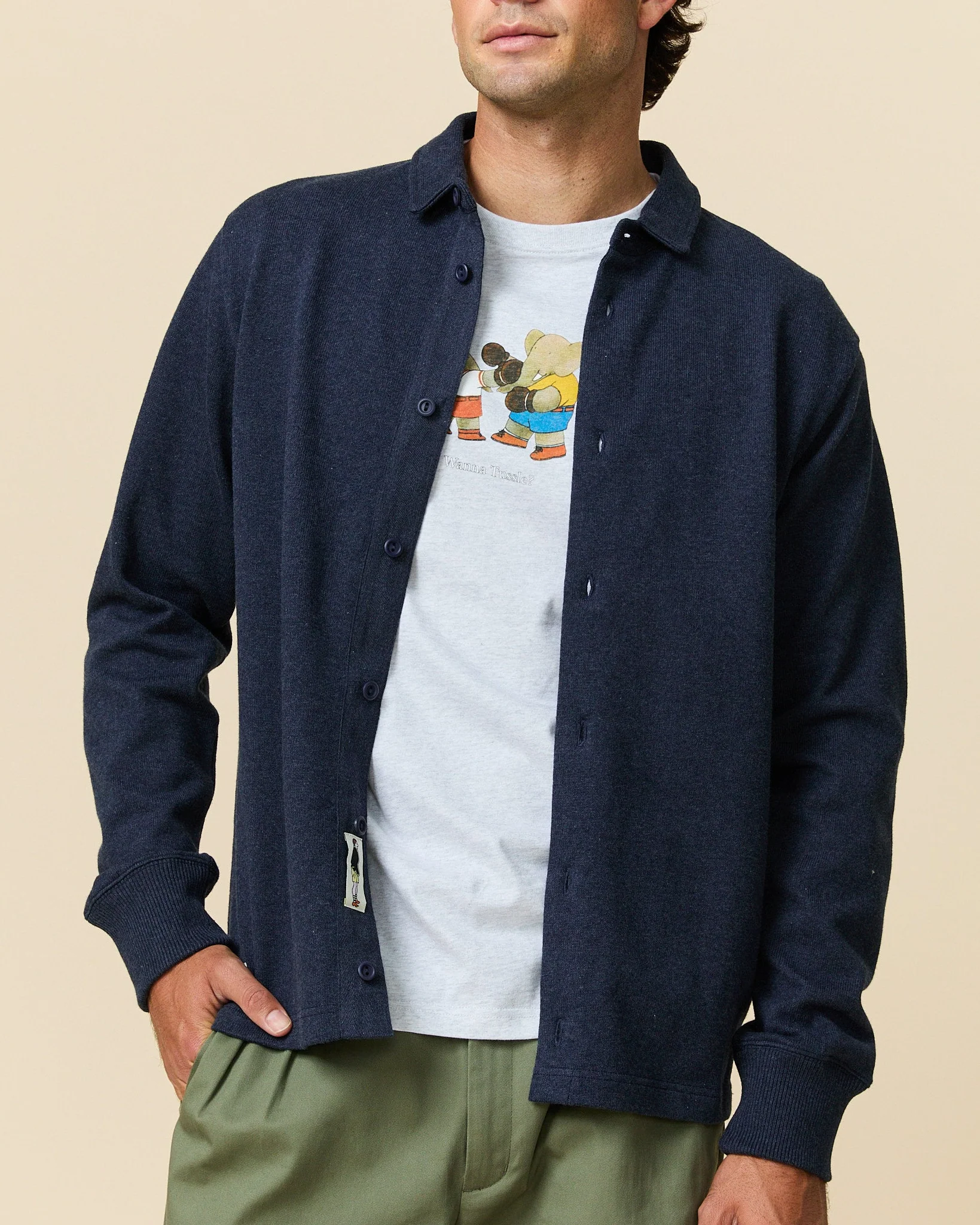 Men's Rugby Overshirt Navy - Image 3