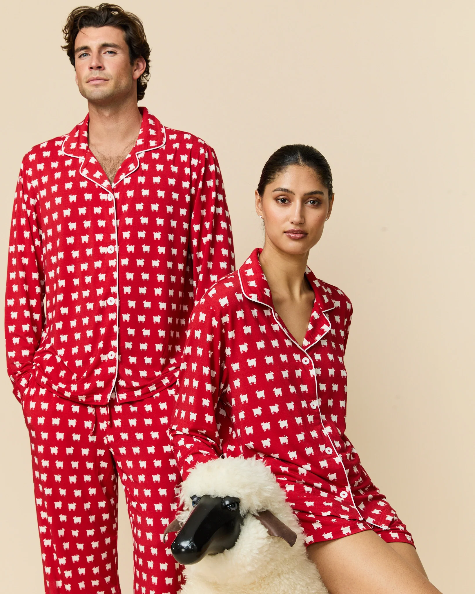 Men's Sheep Pajama Set Diana Red - Image 3