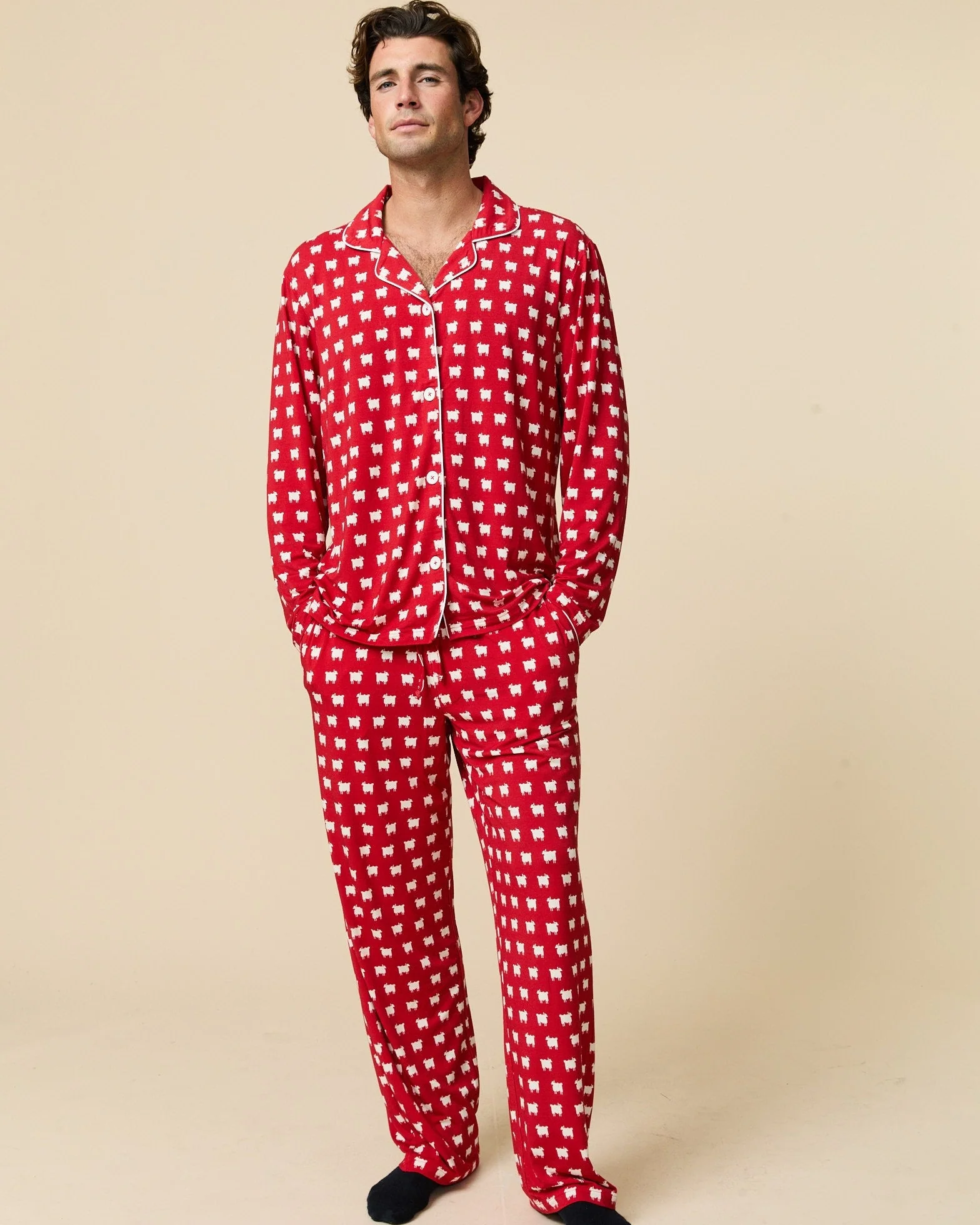 Men's Sheep Pajama Set Diana Red - Image 5