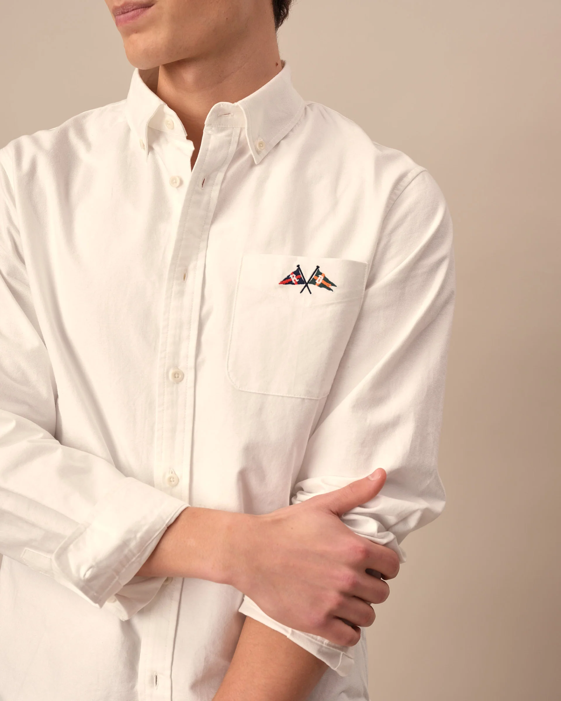Men's Solid Oxford Shirt White - Image 2