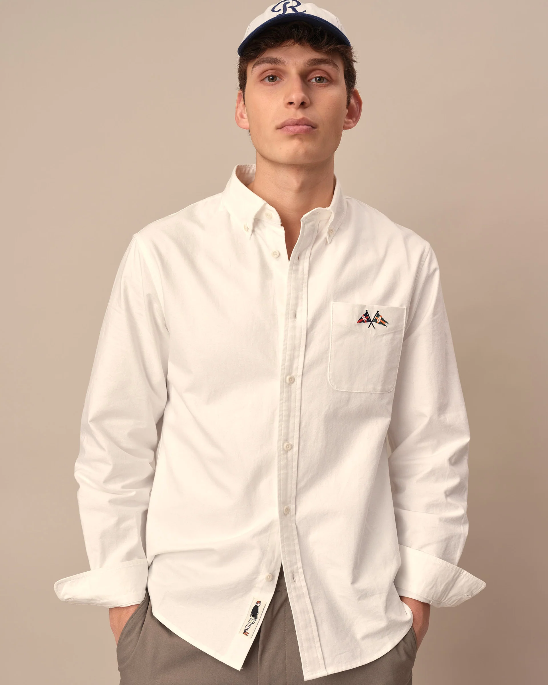 Men's Solid Oxford Shirt White - Image 3