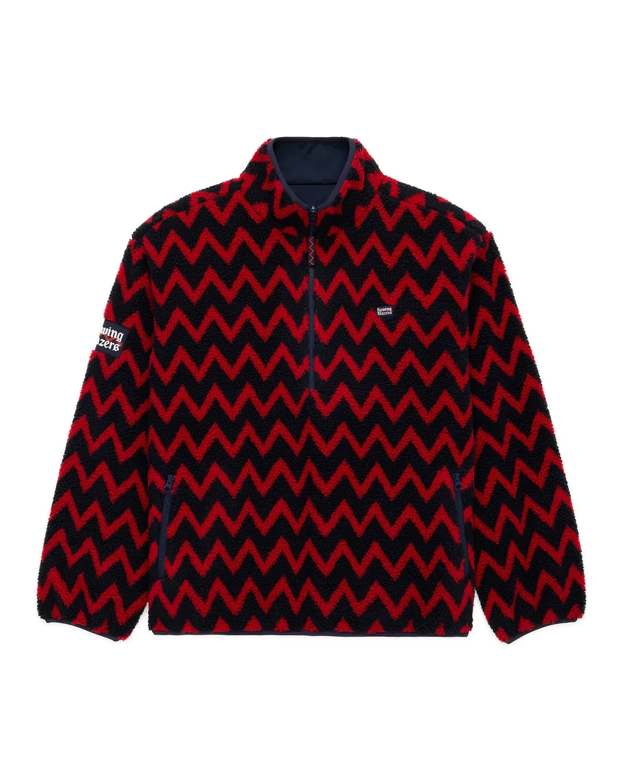 Men's Solid Reversible Sherpa Half Zip Navy - Image 3
