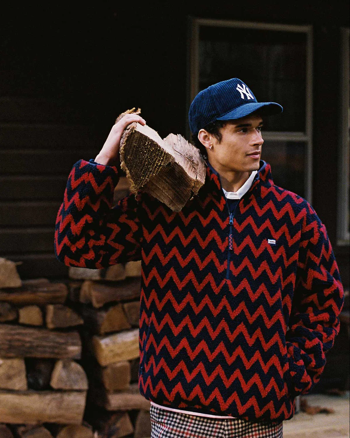 Men's Solid Reversible Sherpa Half Zip Navy - Image 7