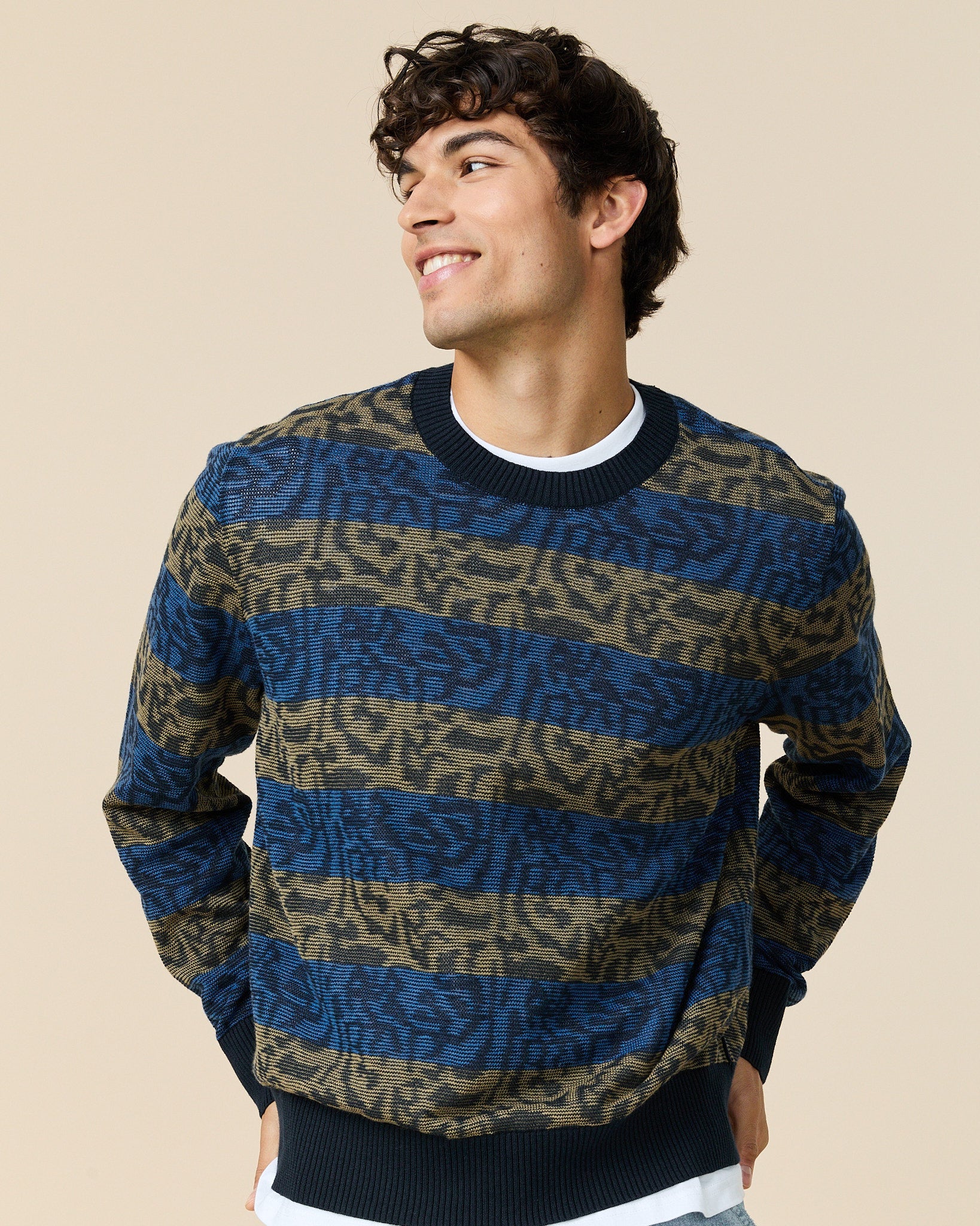 Men's Tonal Striped Sweater Blue Black Tonal Stripe - Image 3