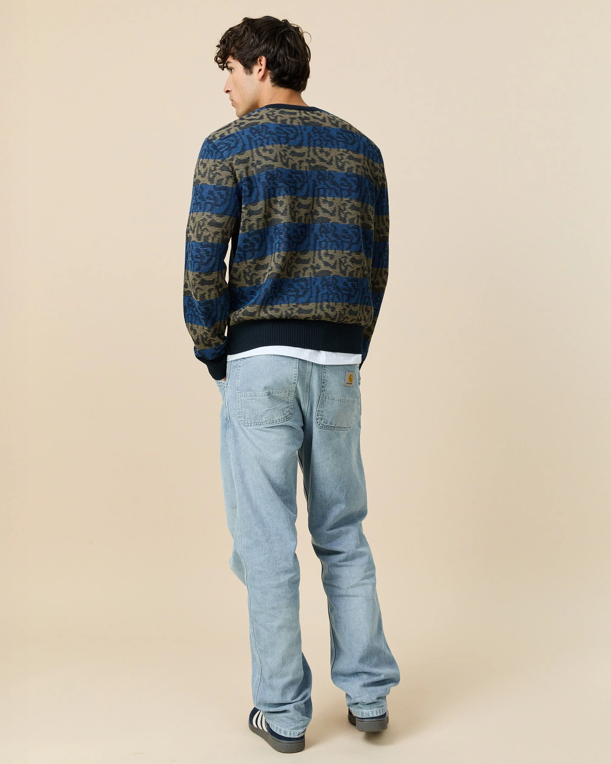 Men's Tonal Striped Sweater Blue Black Tonal Stripe - Image 4