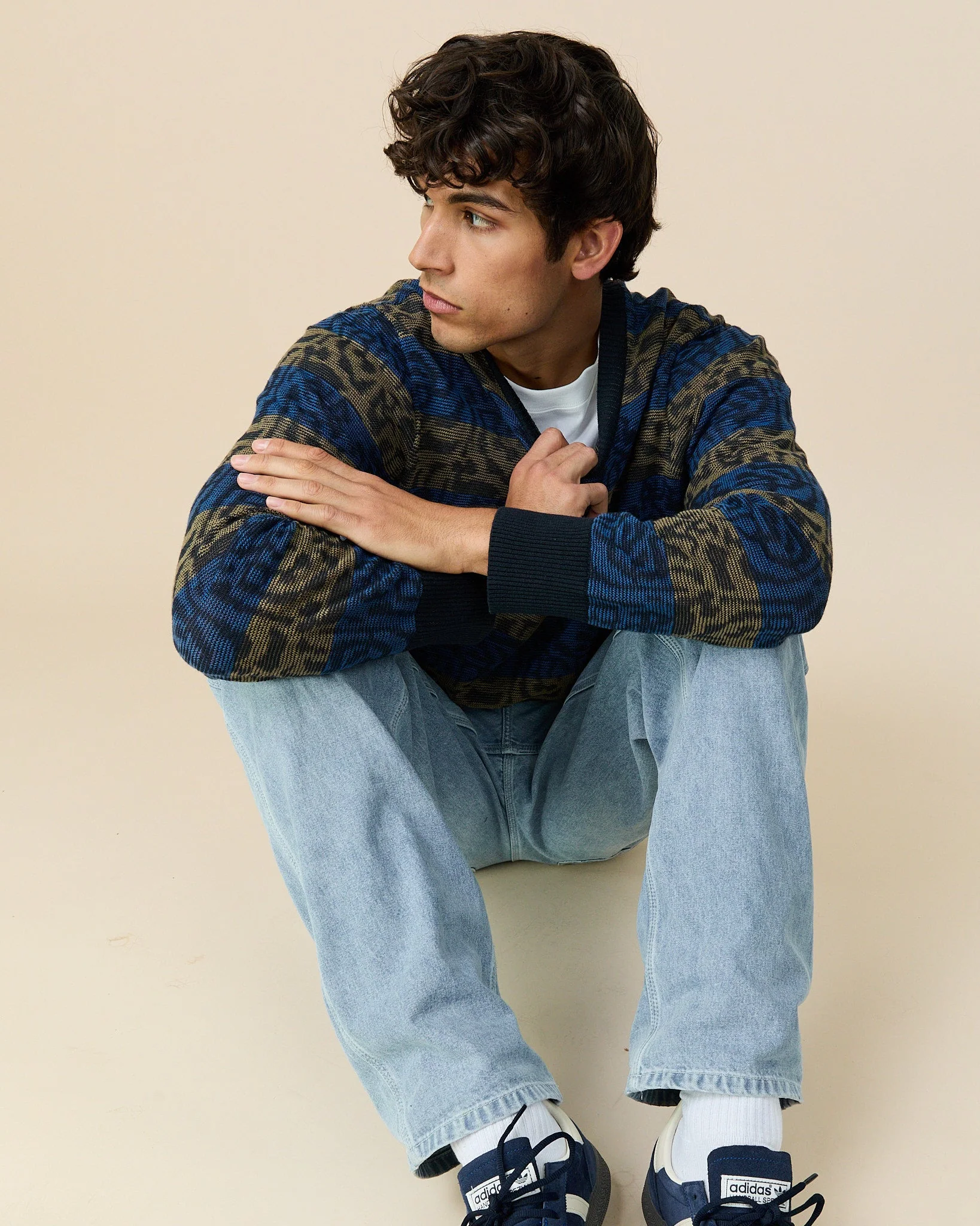 Men's Tonal Striped Sweater Blue Black Tonal Stripe - Image 5