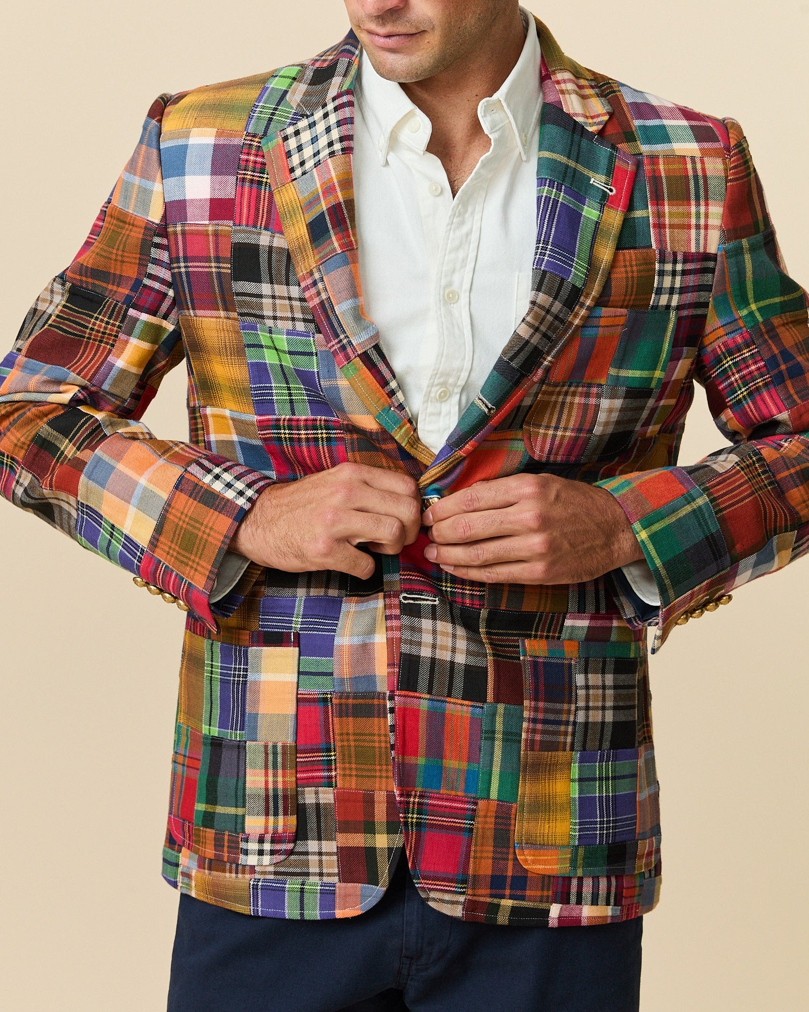 Men's Twill Patchwork Blazer University Patchwork - Image 5