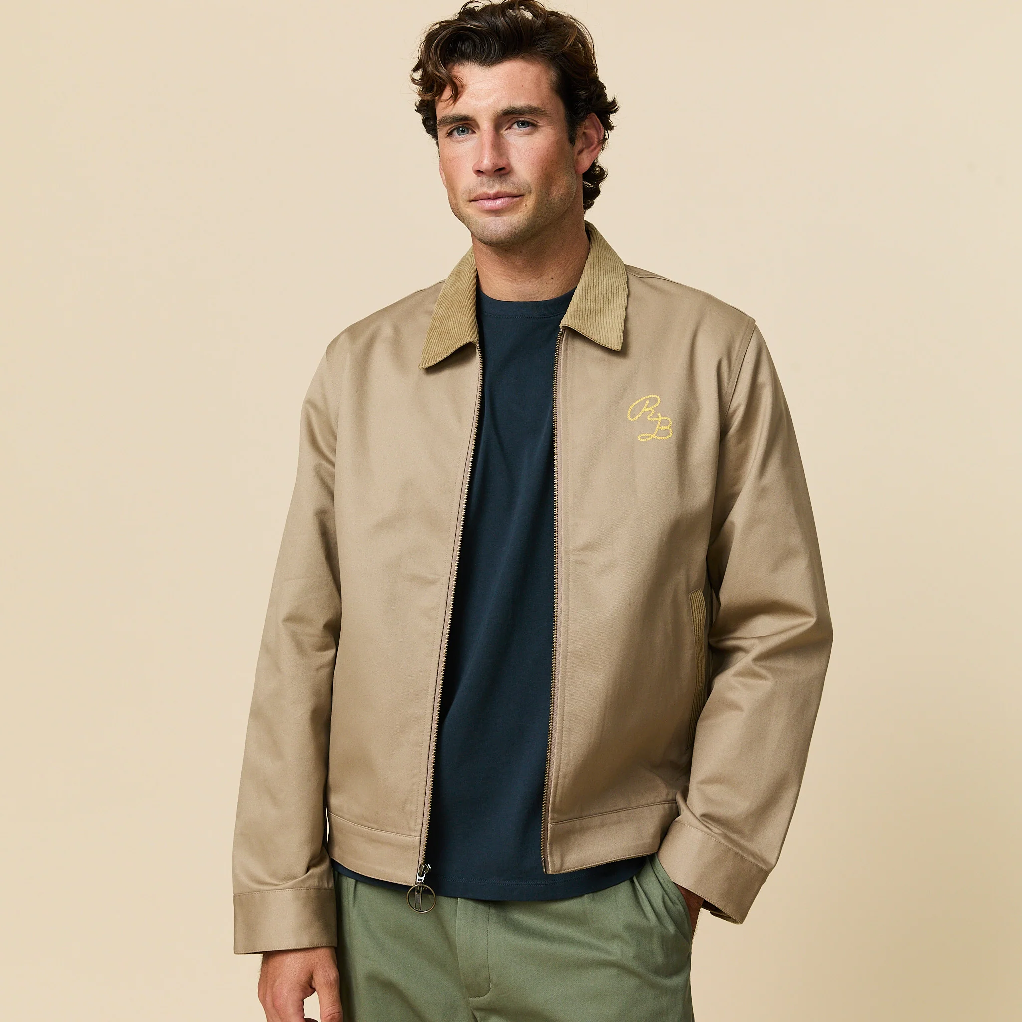 Men's Twill Work Jacket Khaki - Image 2