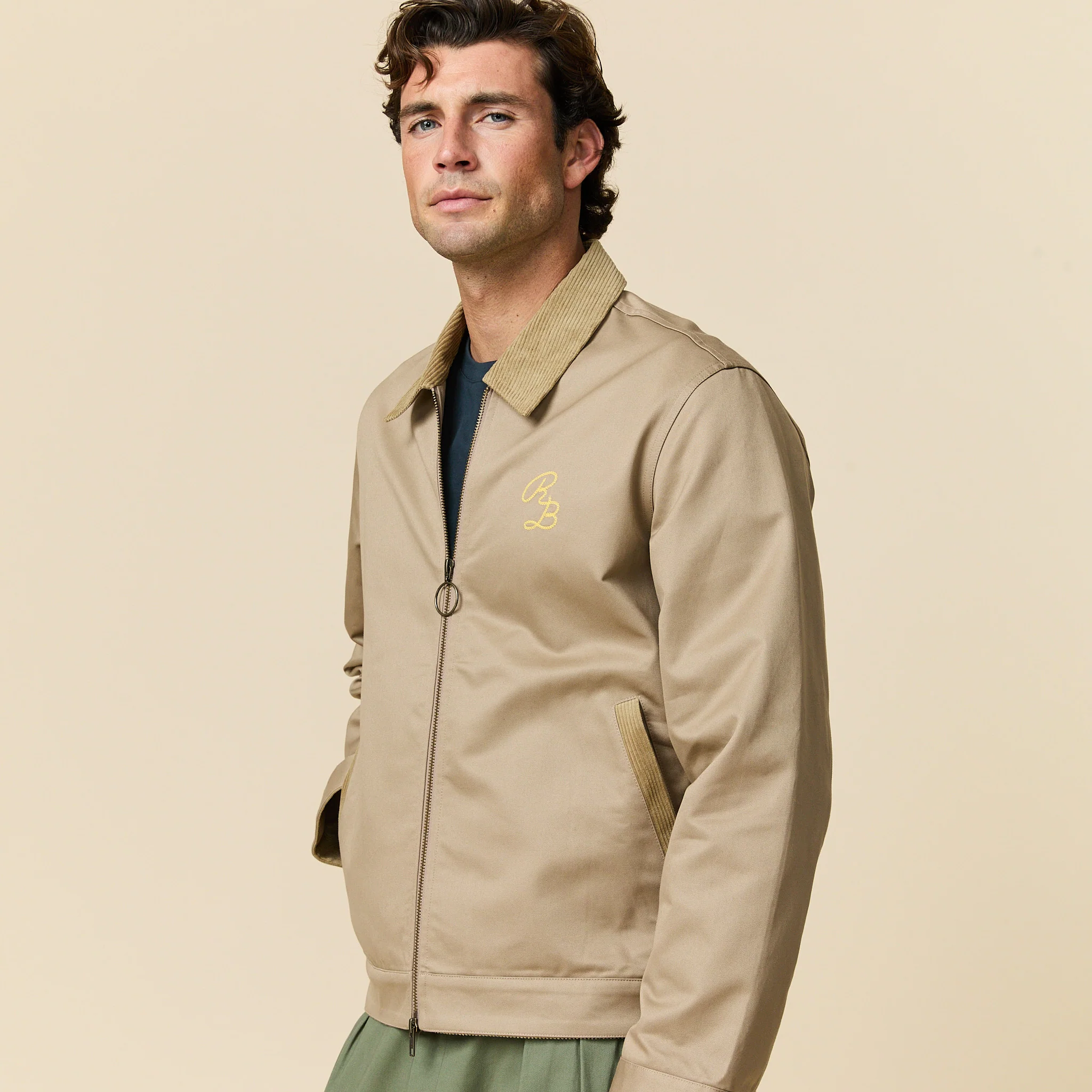 Men's Twill Work Jacket Khaki - Image 3