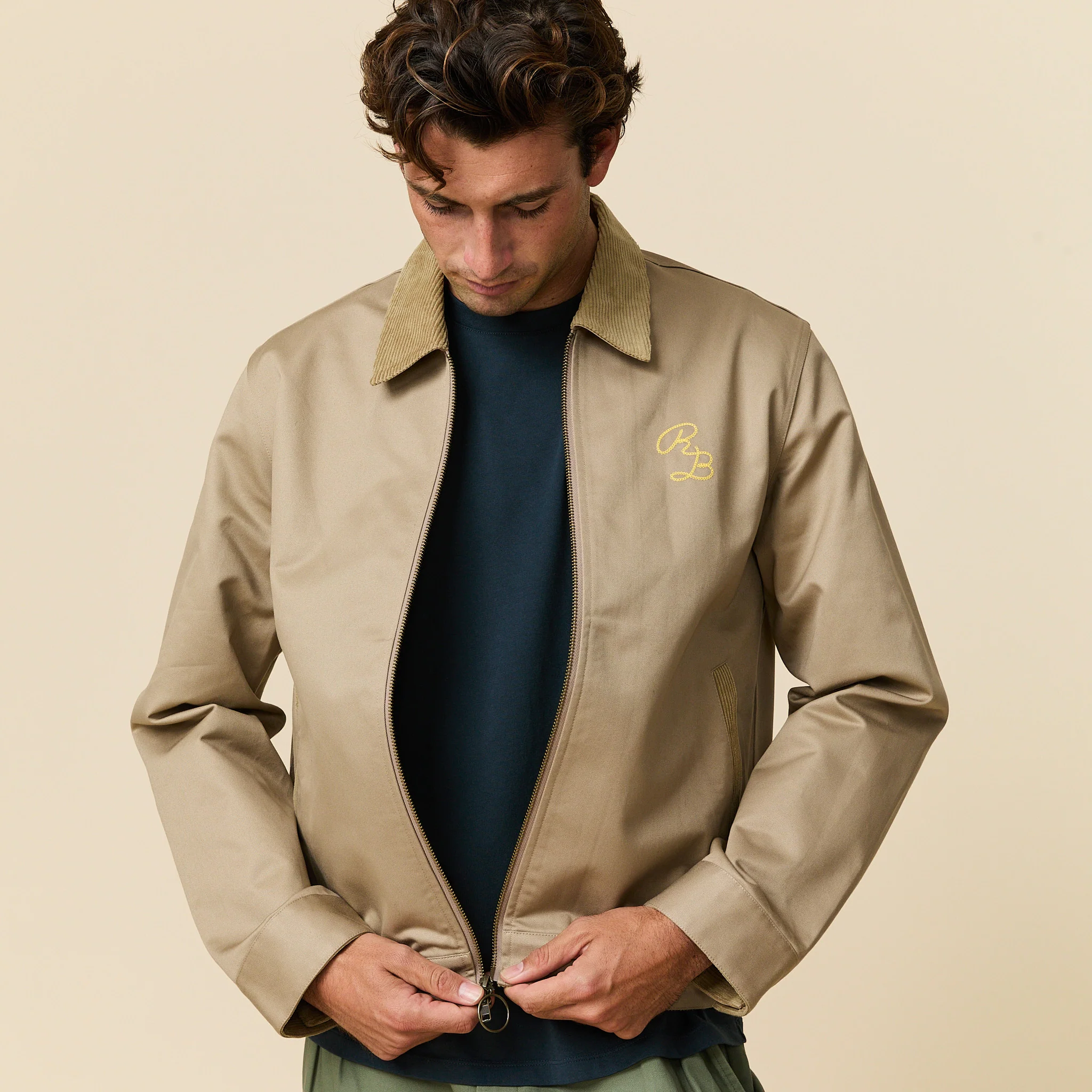 Men's Twill Work Jacket Khaki - Image 4