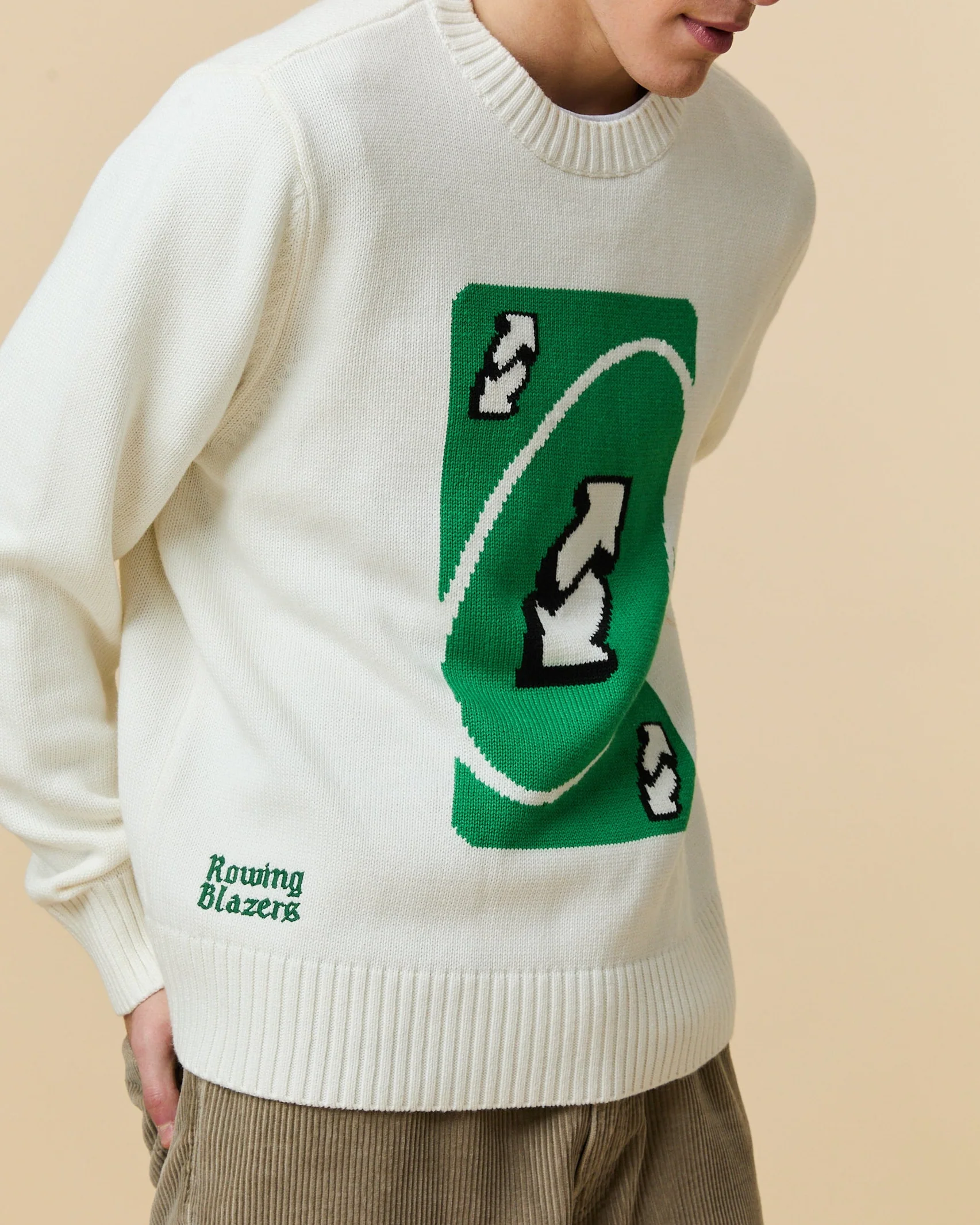 Men's UNO™ Reverse Cotton Cashmere Sweater Cream - Image 2