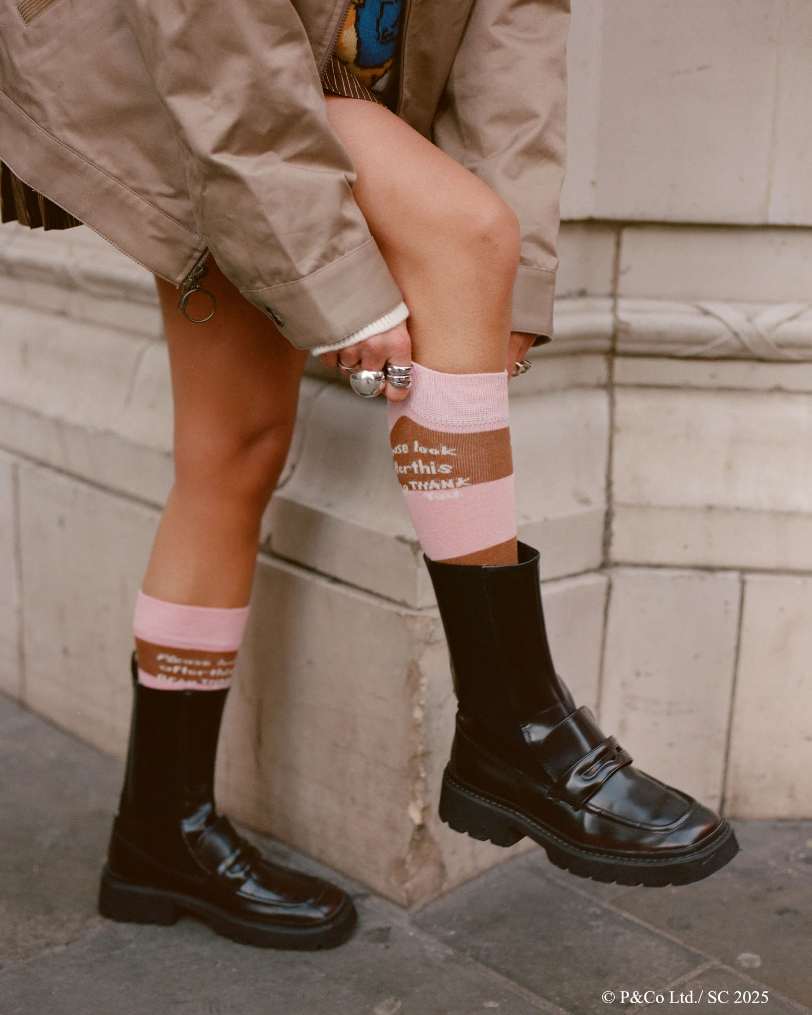 Paddington Striped Socks Pink Brown Stripe