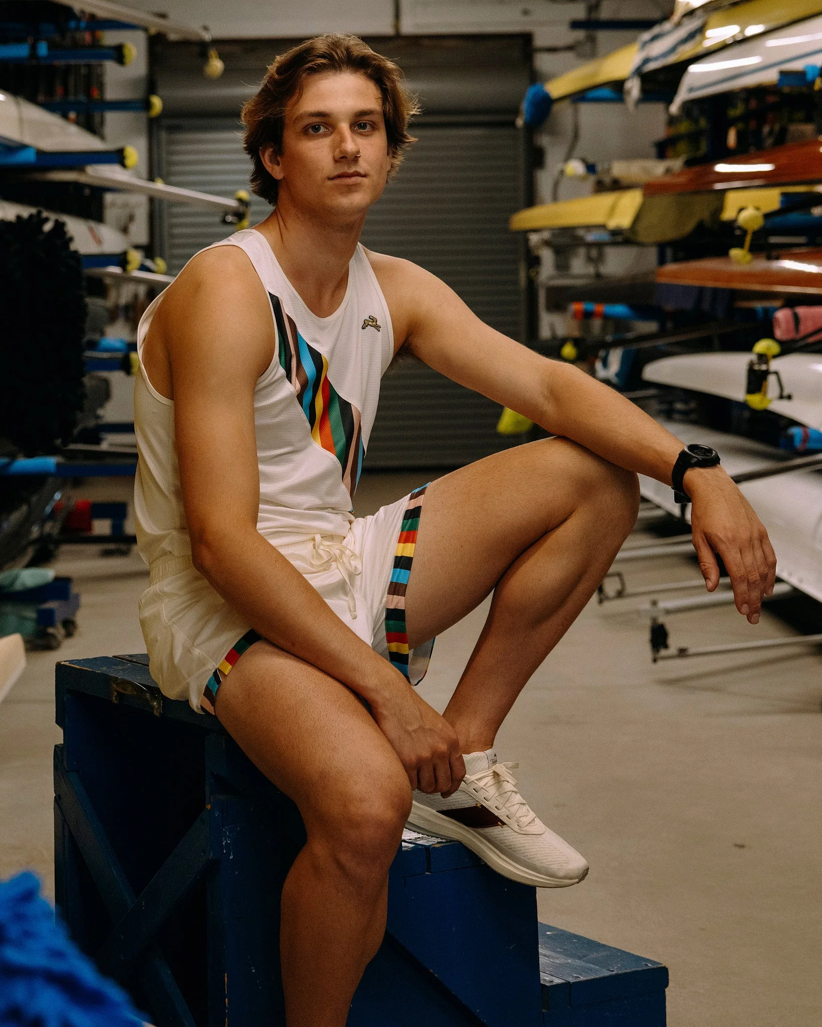 Tracksmith Men's Grand Shorts Ivory/Multi - Image 3