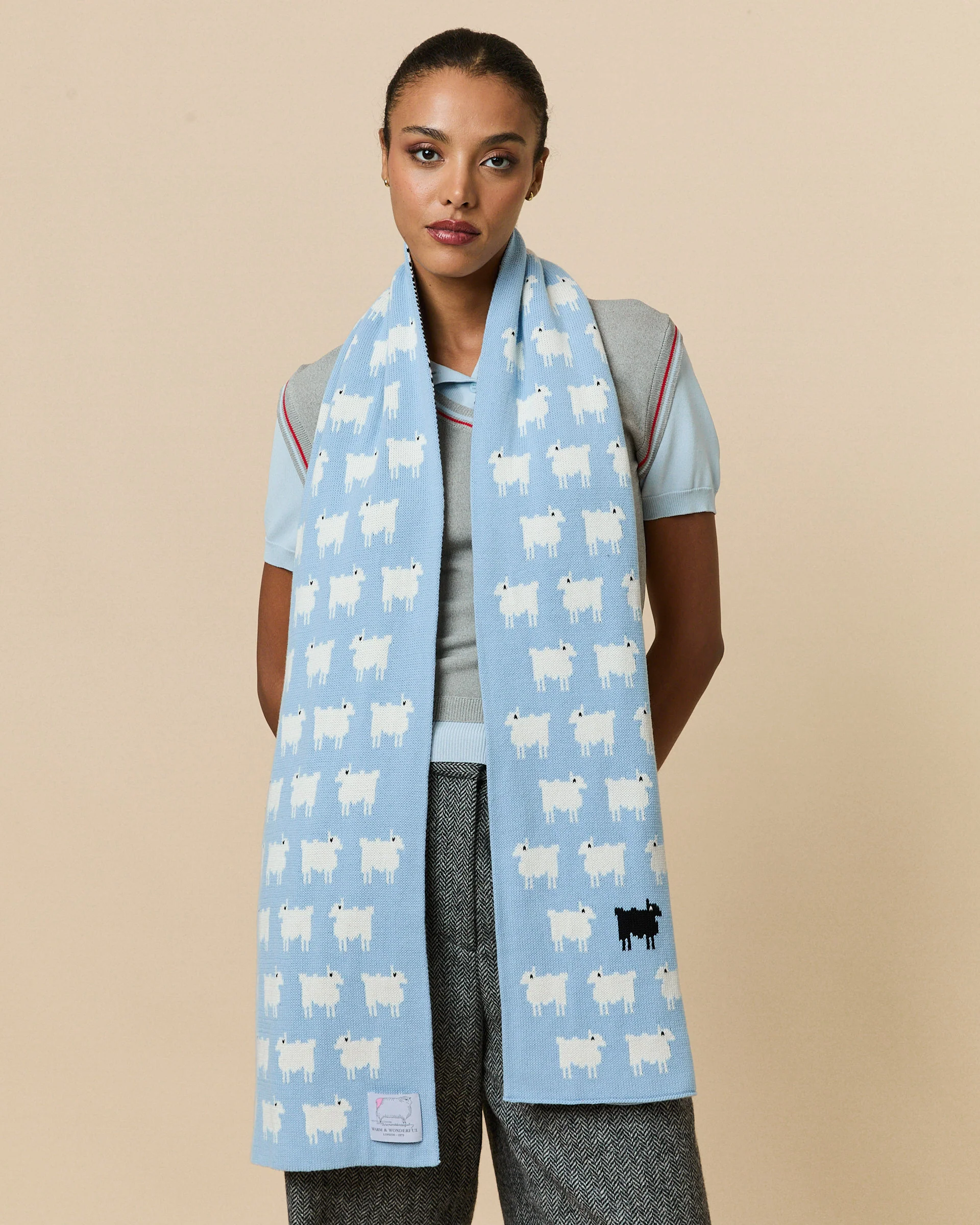 Sheep Cotton Scarf Blue - Image 7