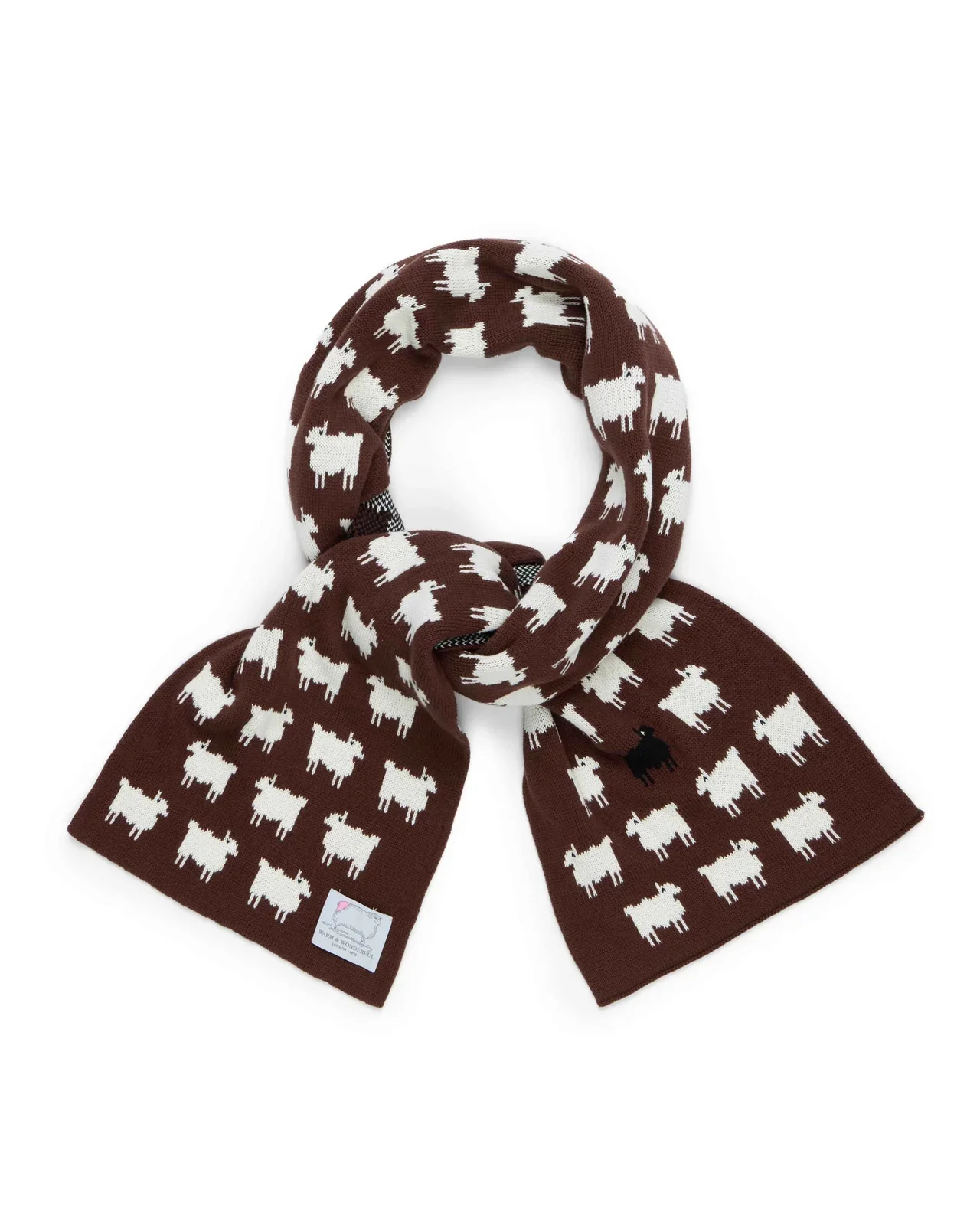 Sheep Cotton Scarf Brown