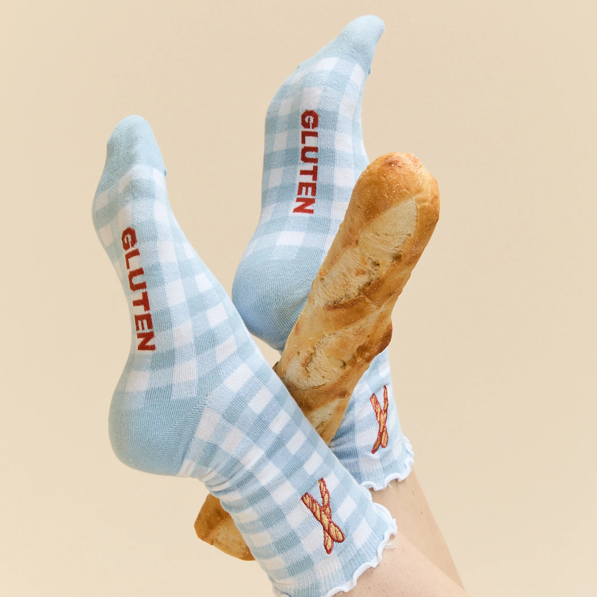 Women's Baguette Socks Blue/White Gingham - Image 3