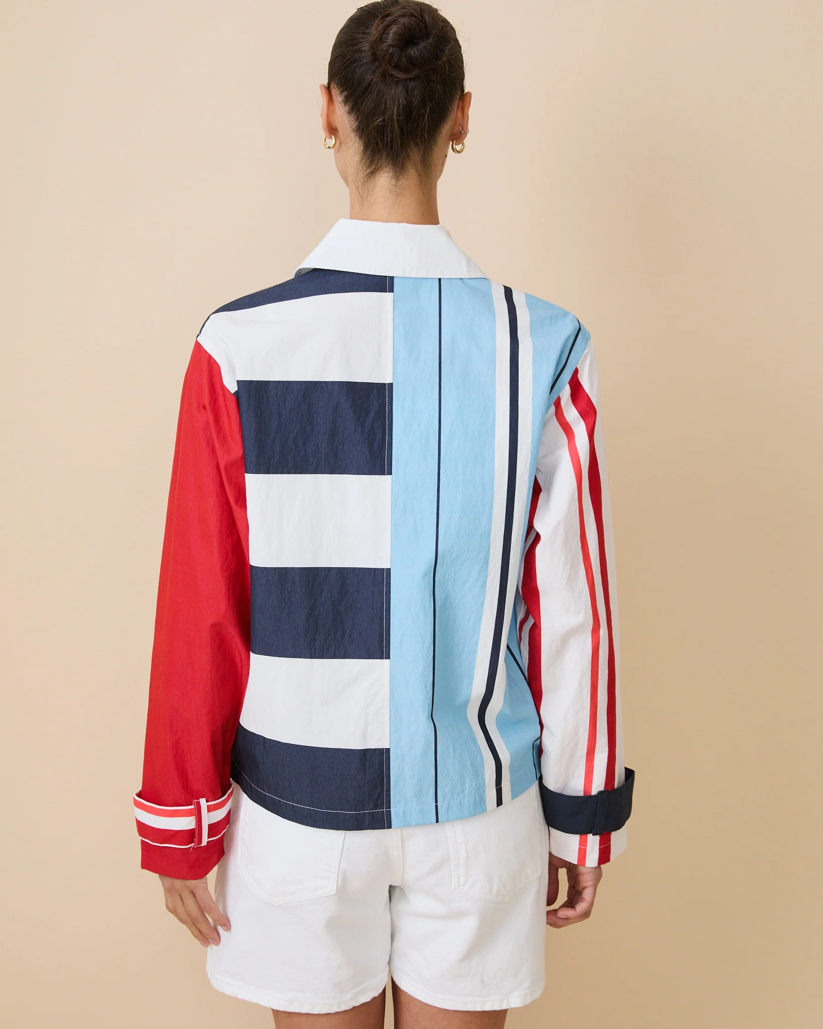 Women's Blocked Nylon Utility Jacket Blue Multi - Image 8