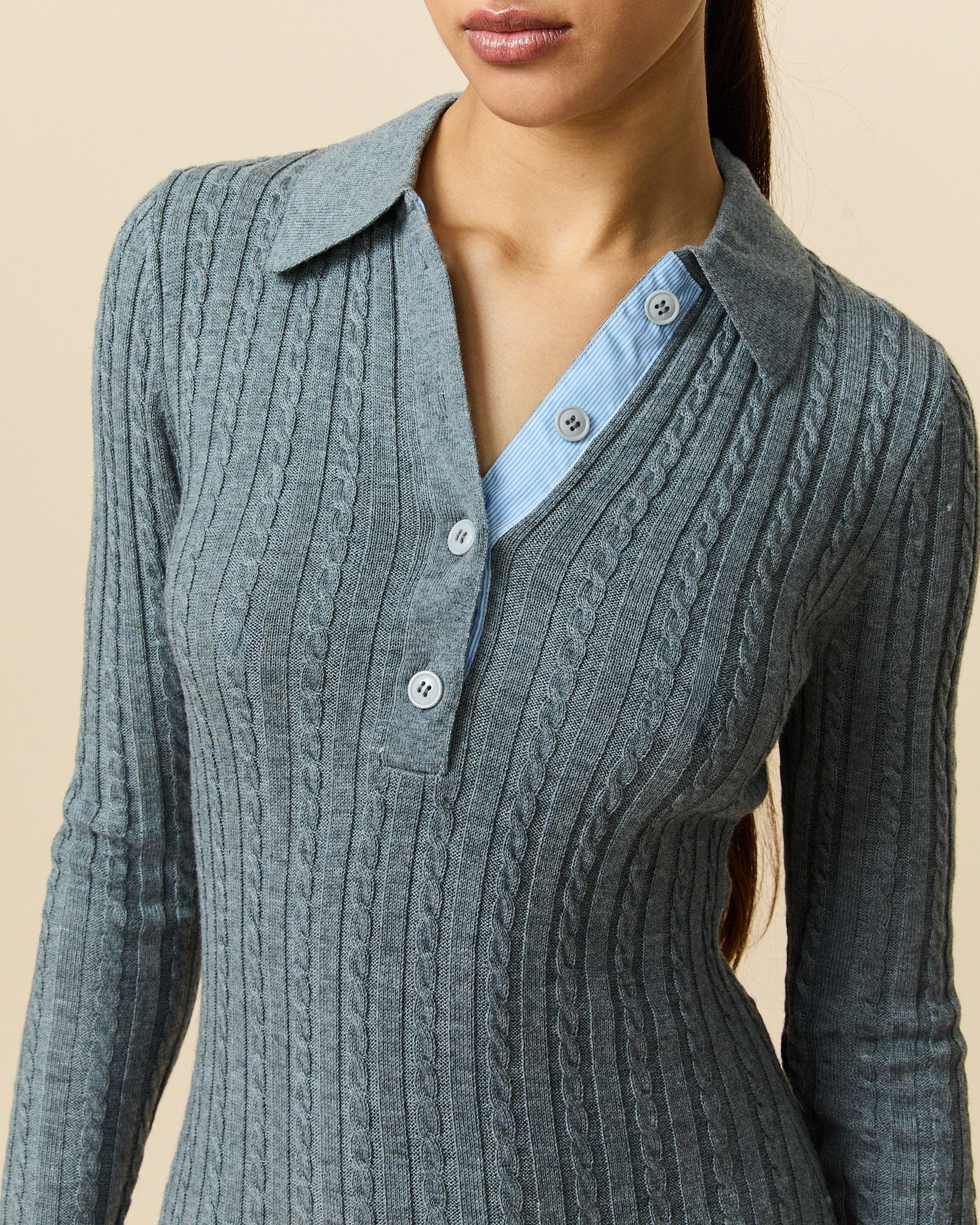 Women's Cable Cardigan Dress Heather Gray - Image 2