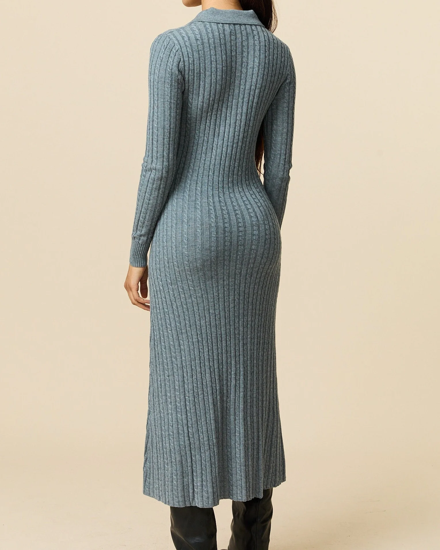 Women's Cable Cardigan Dress Heather Gray - Image 4
