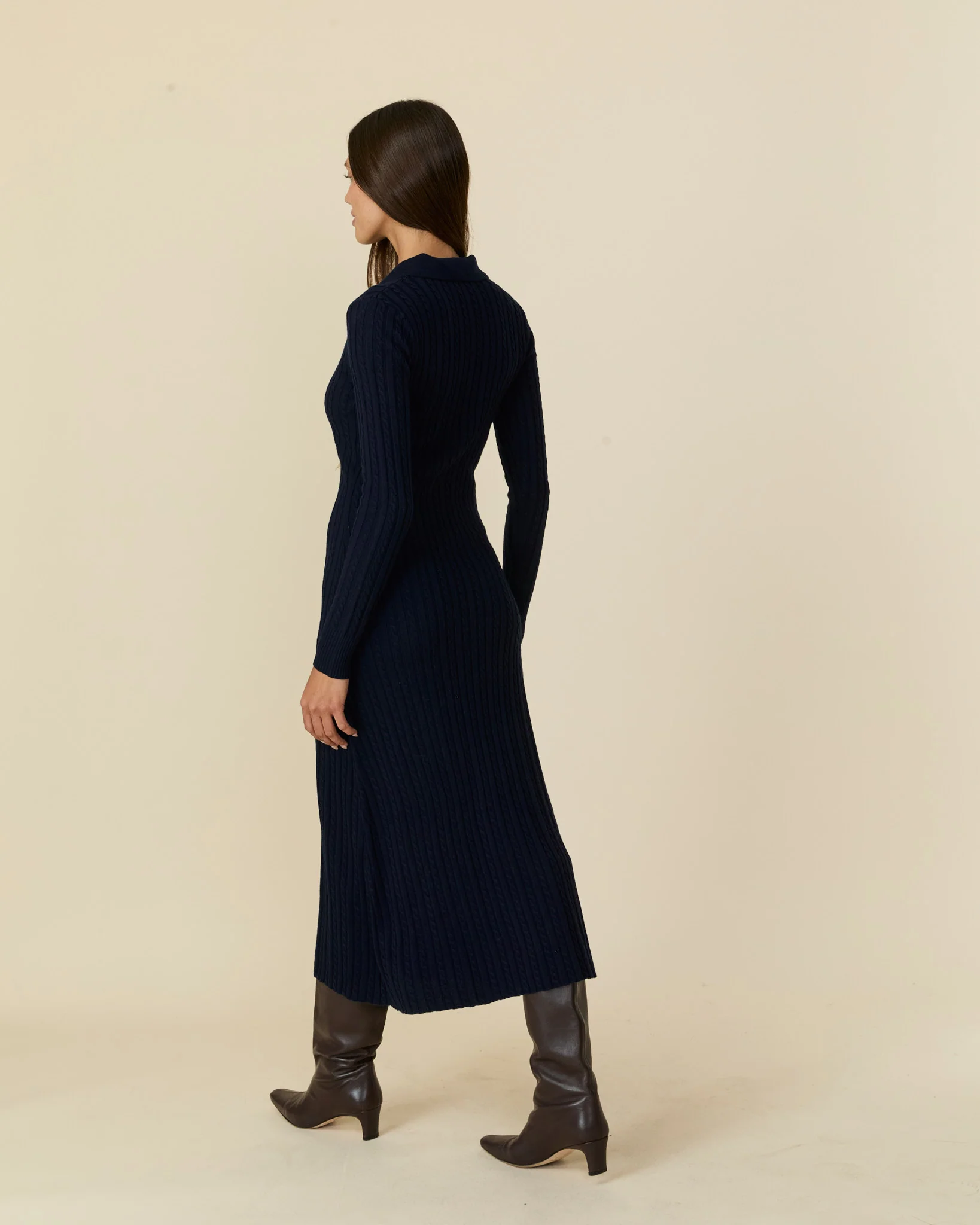 Women's Cable Cardigan Dress Navy - Image 7