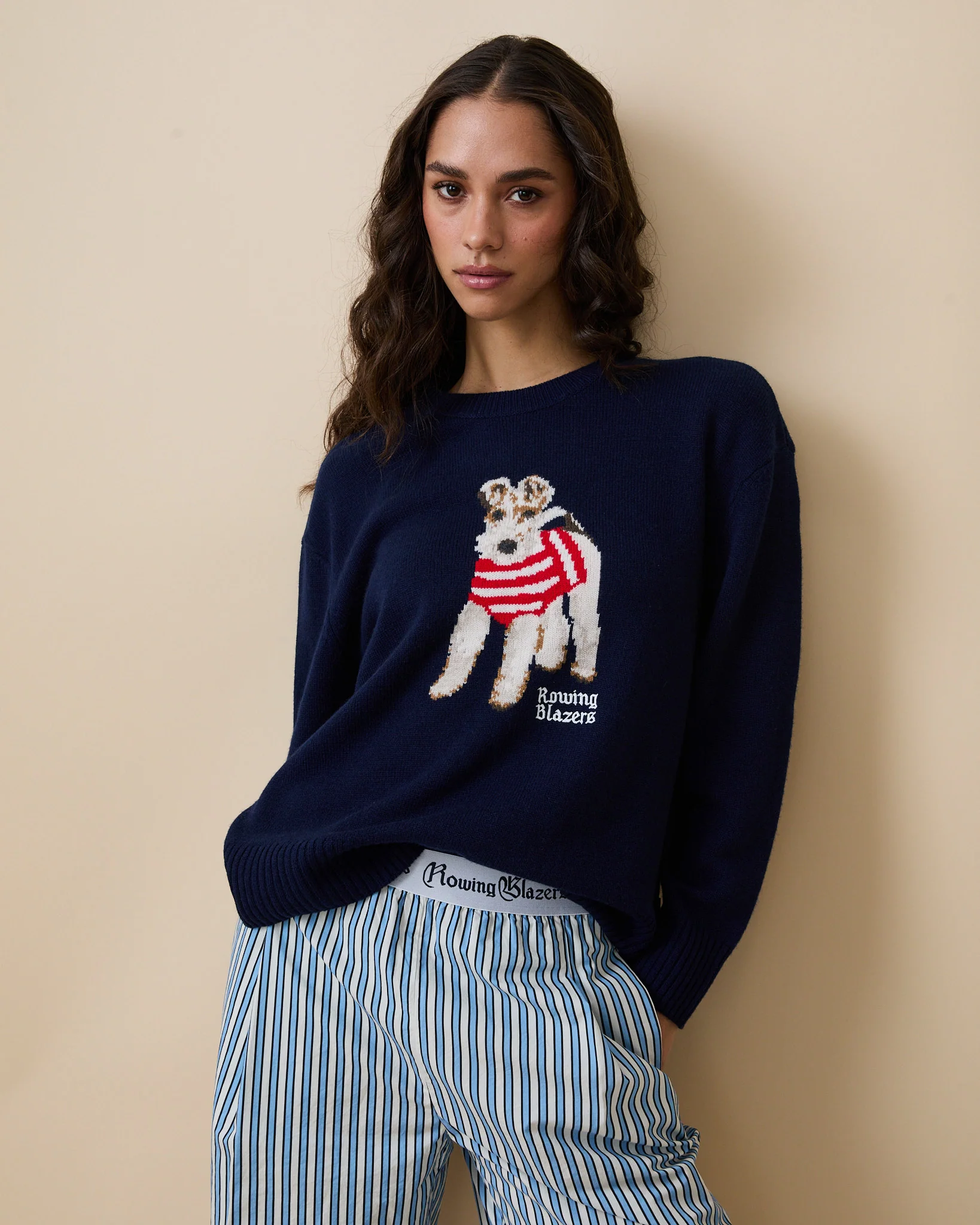 Women's Cashmere Terrier Sweater Navy
