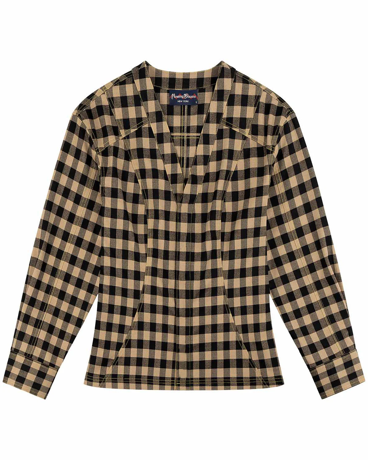 Women's Check Riding Jacket Brown Black Check - Image 3