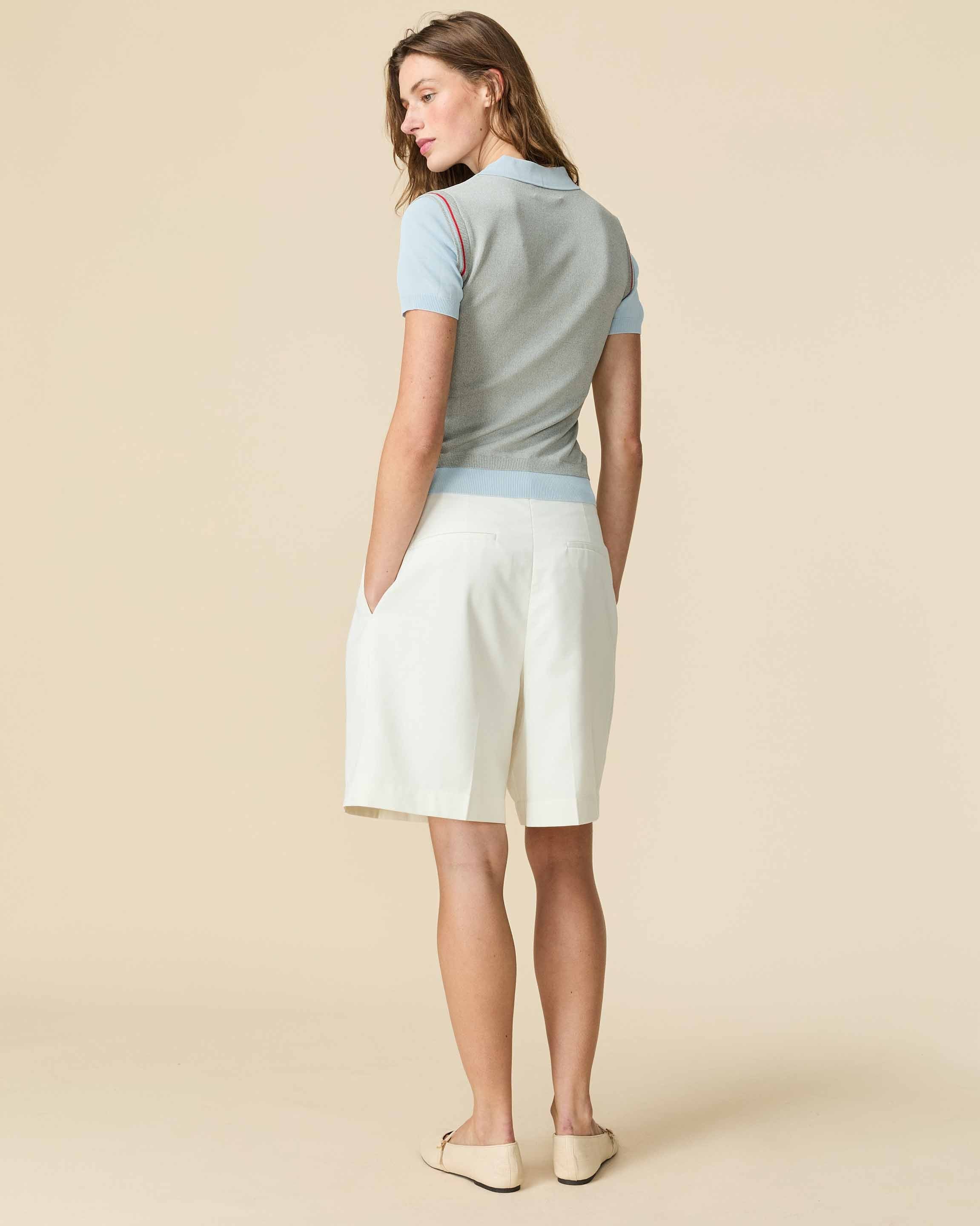 Women's Contrast Knit Layered Polo Blue - Image 7