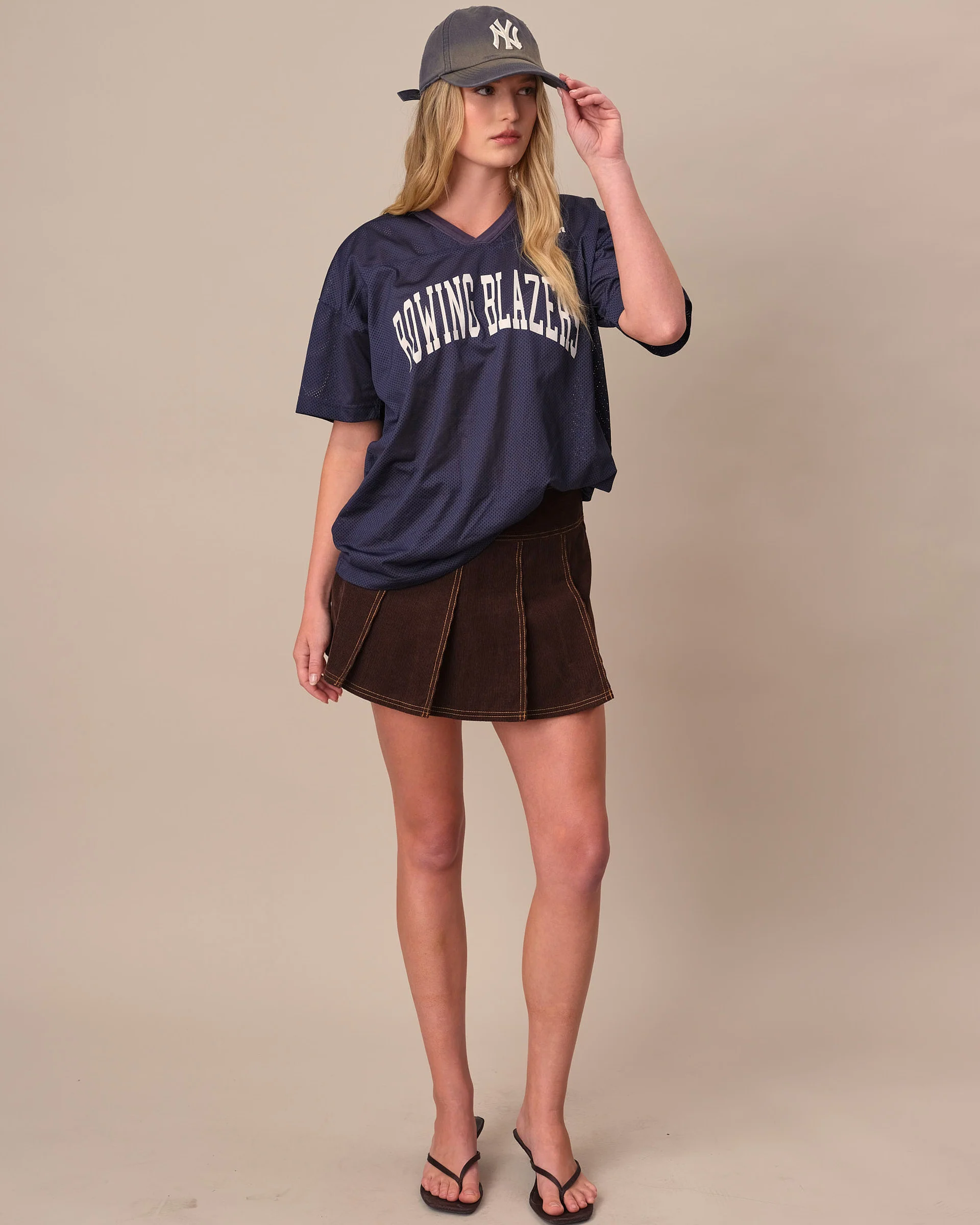 Women's Corduroy Pleated Skirt Dark Brown - Image 3